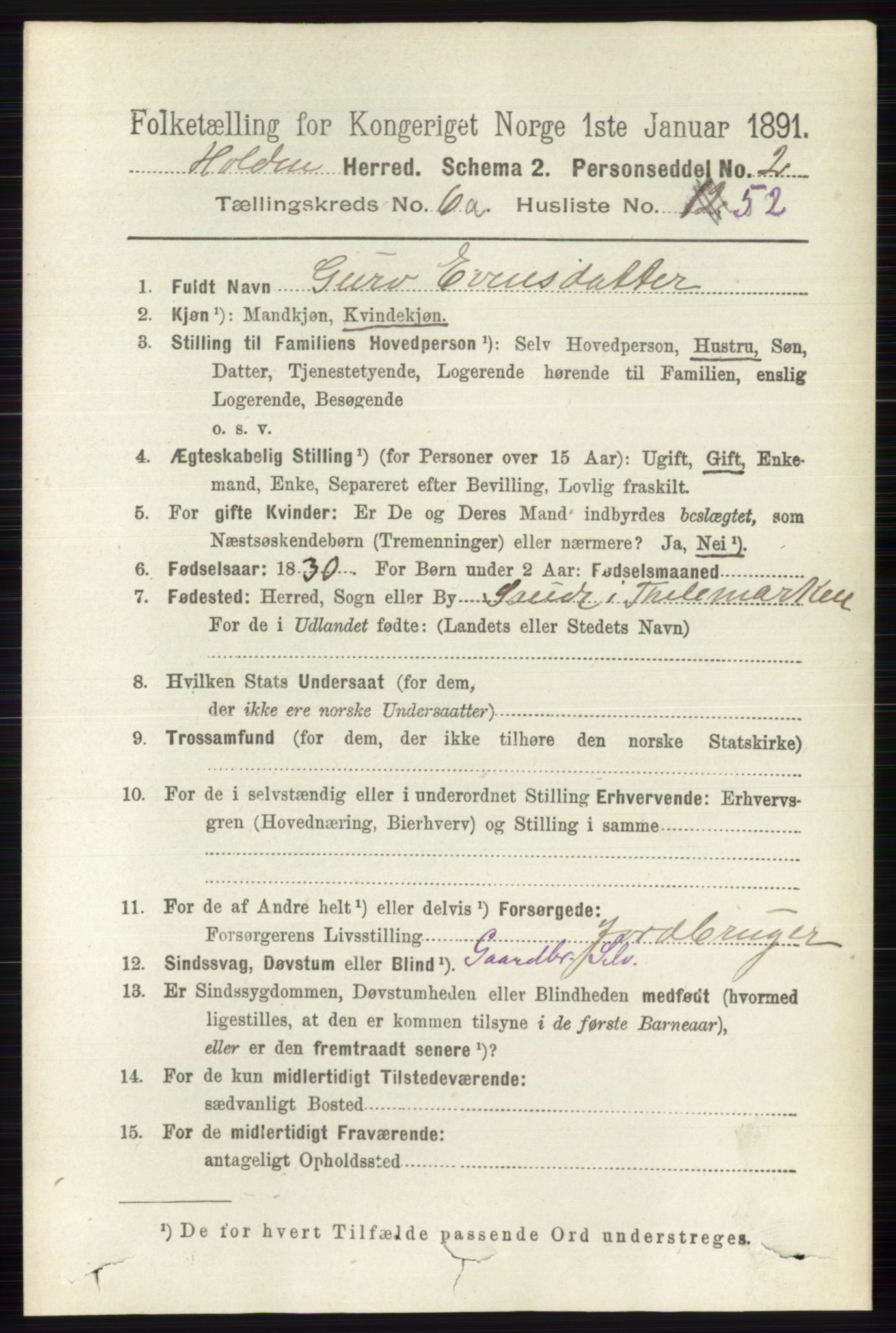 RA, 1891 census for 0819 Holla, 1891, p. 3151