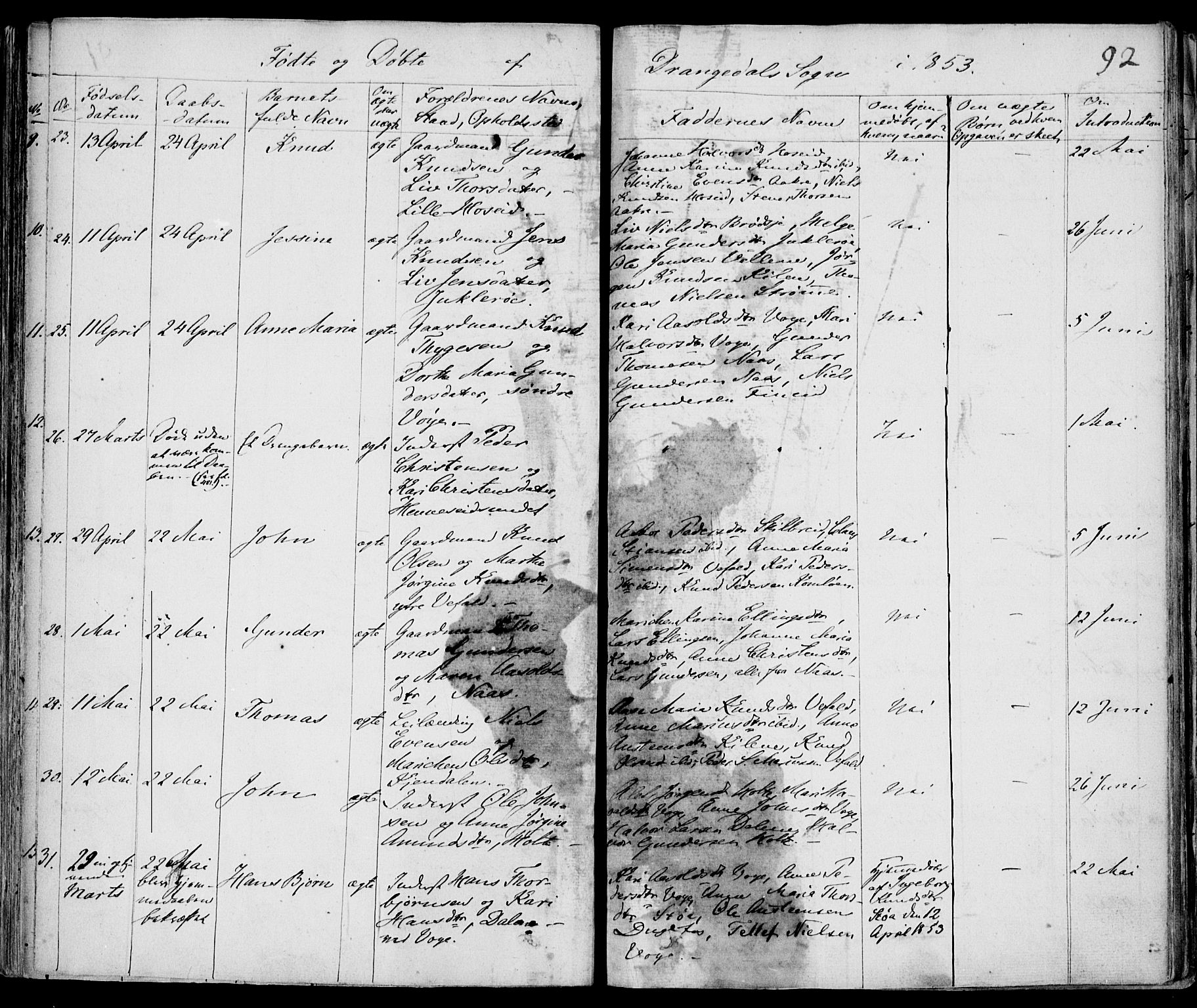 Drangedal kirkebøker, AV/SAKO-A-258/F/Fa/L0007a: Parish register (official) no. 7a, 1837-1856, p. 92