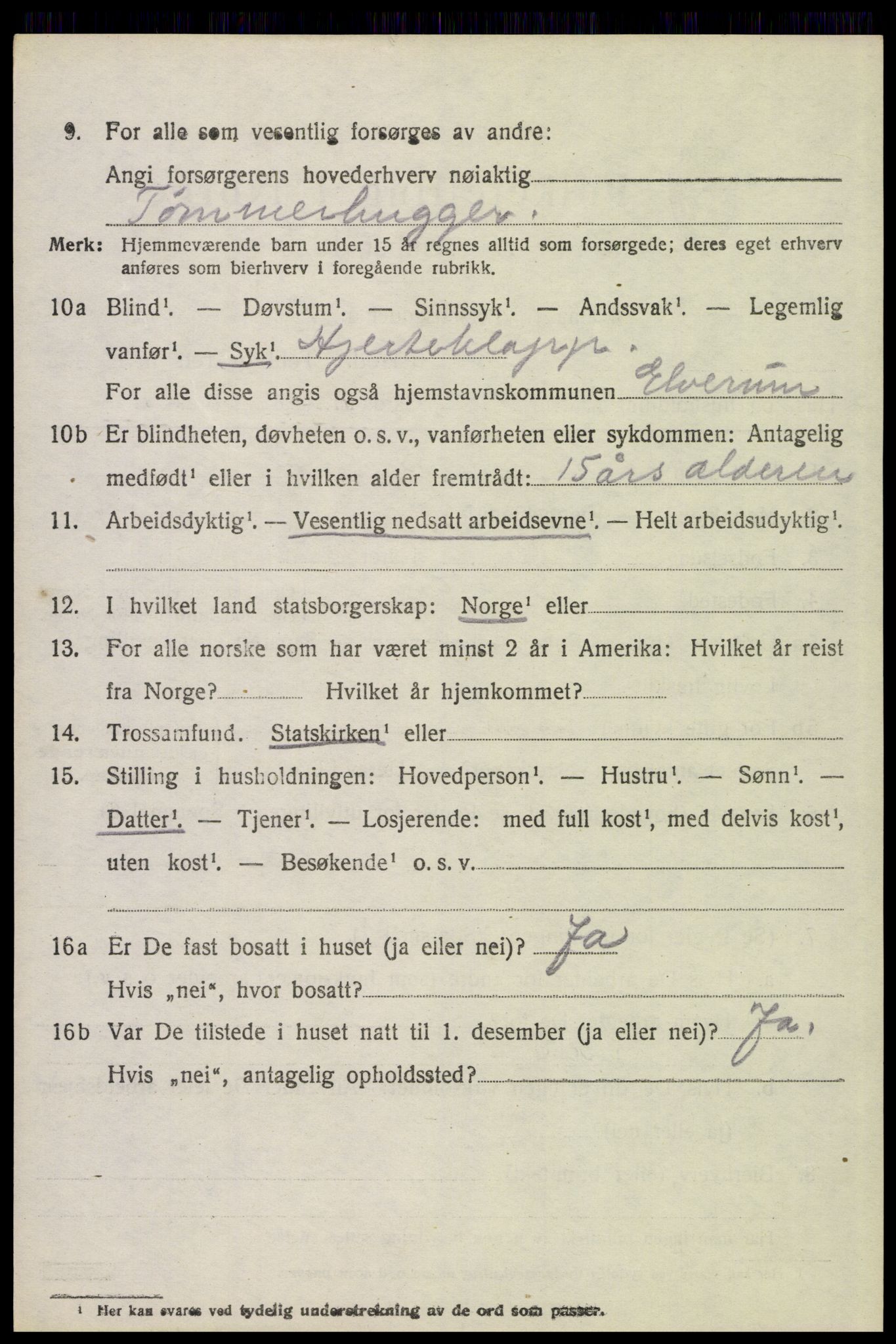 SAH, 1920 census for Elverum, 1920, p. 23375