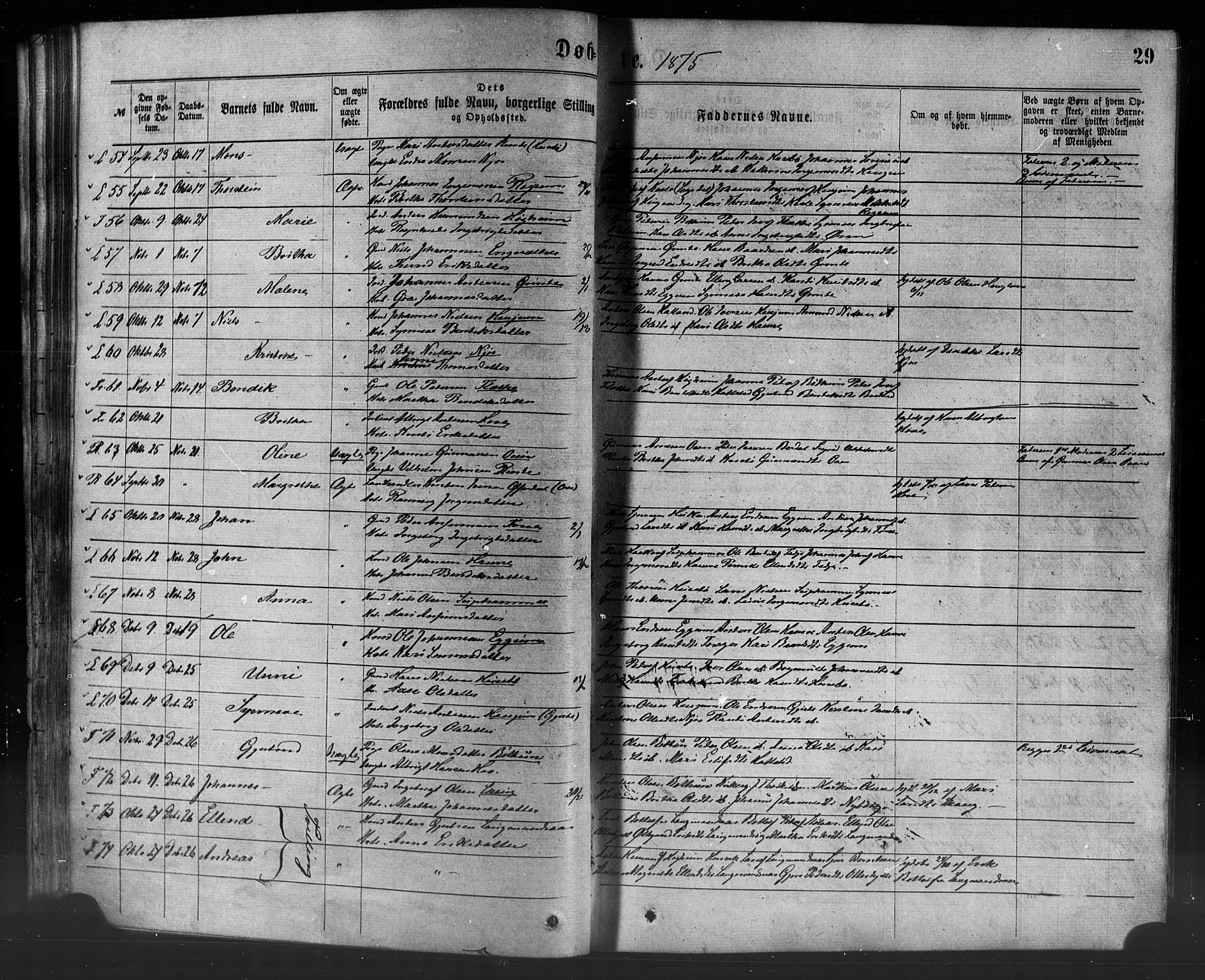 Leikanger sokneprestembete, AV/SAB-A-81001/H/Haa/Haaa/L0009: Parish register (official) no. A 9, 1869-1888, p. 29