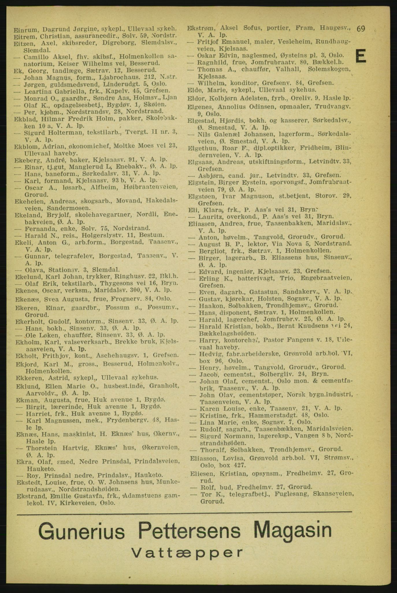 Aker adressebok/adressekalender, PUBL/001/A/004: Aker adressebok, 1929, p. 69