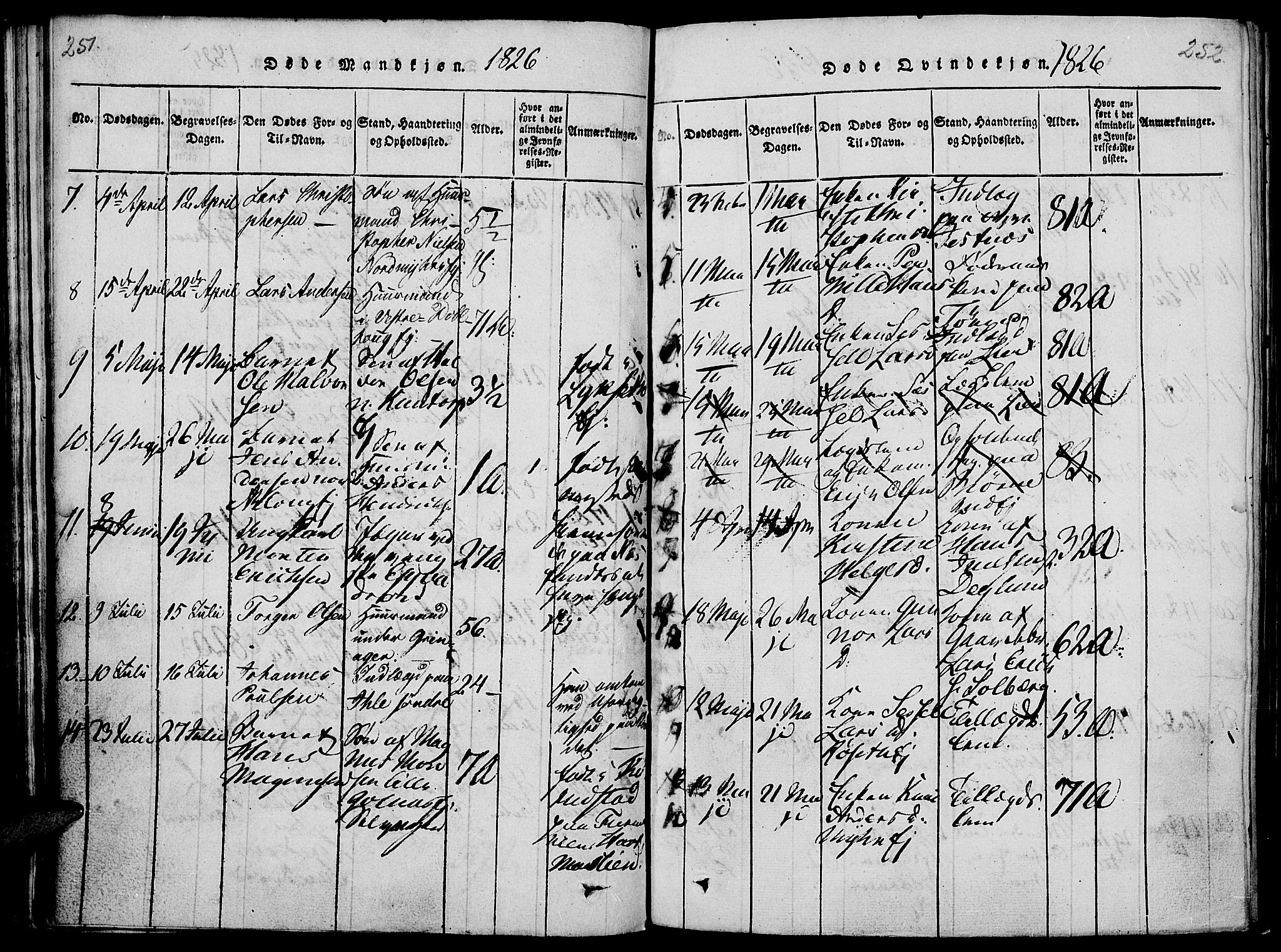 Vang prestekontor, Hedmark, SAH/PREST-008/H/Ha/Haa/L0008: Parish register (official) no. 8, 1815-1826, p. 251-252