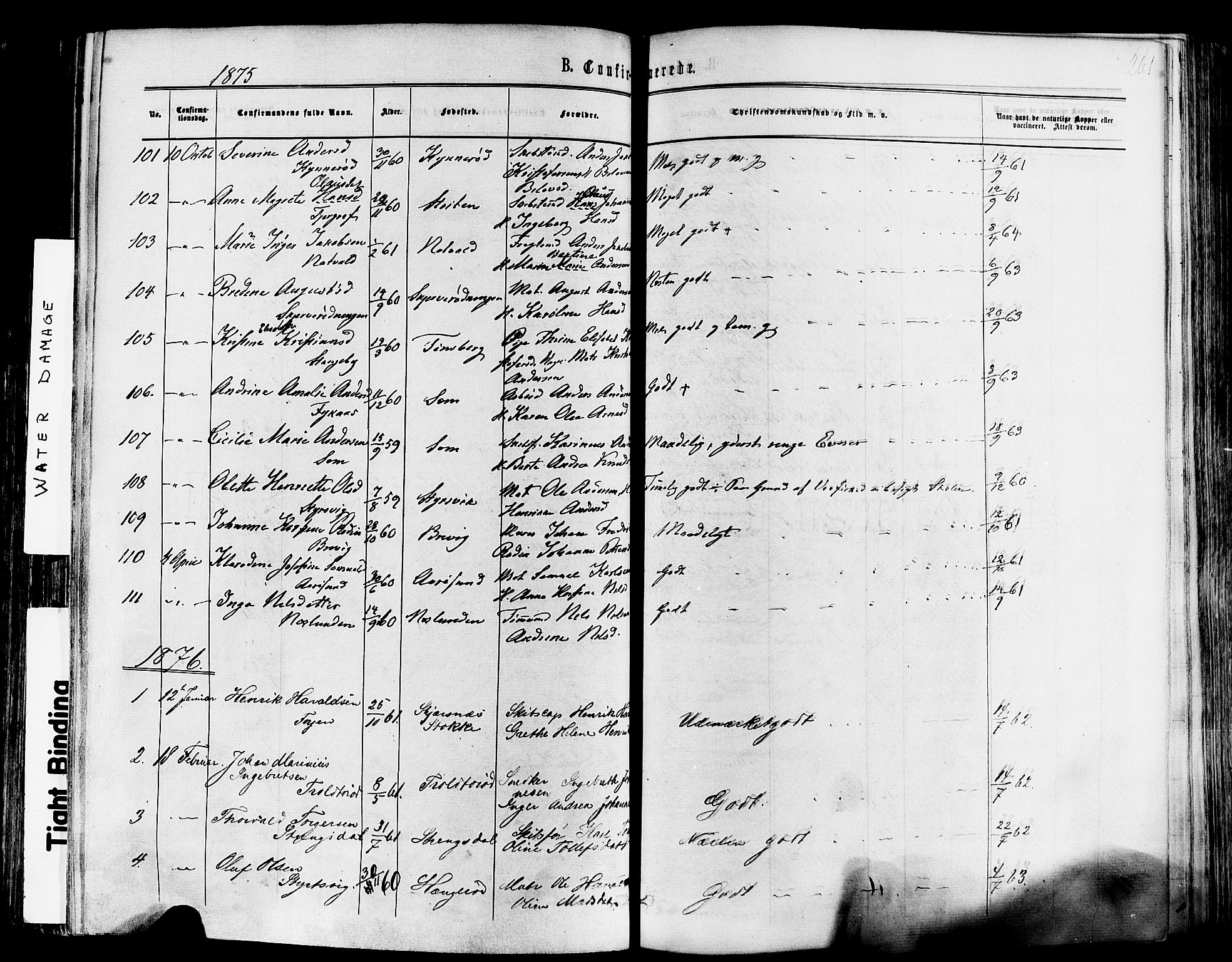 Nøtterøy kirkebøker, SAKO/A-354/F/Fa/L0007: Parish register (official) no. I 7, 1865-1877, p. 261