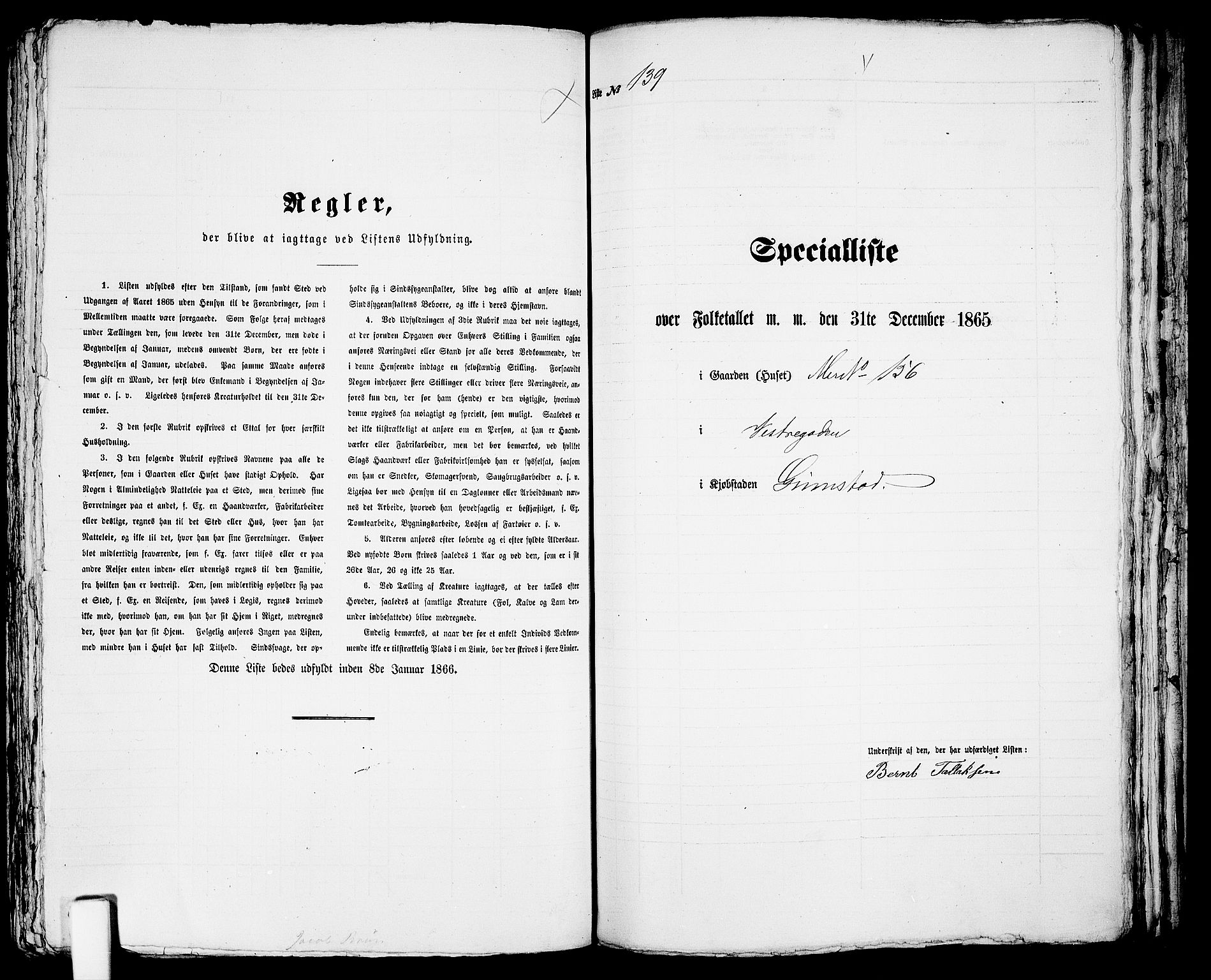 RA, 1865 census for Fjære/Grimstad, 1865, p. 283