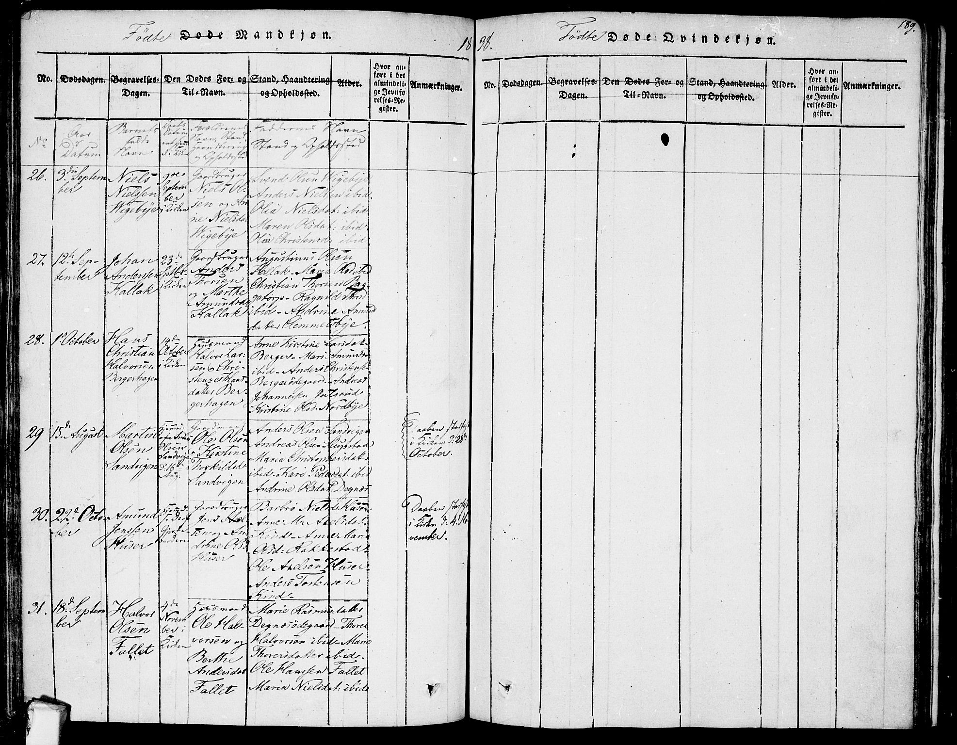 Rødenes prestekontor Kirkebøker, AV/SAO-A-2005/F/Fa/L0004: Parish register (official) no. I 4, 1814-1838, p. 189