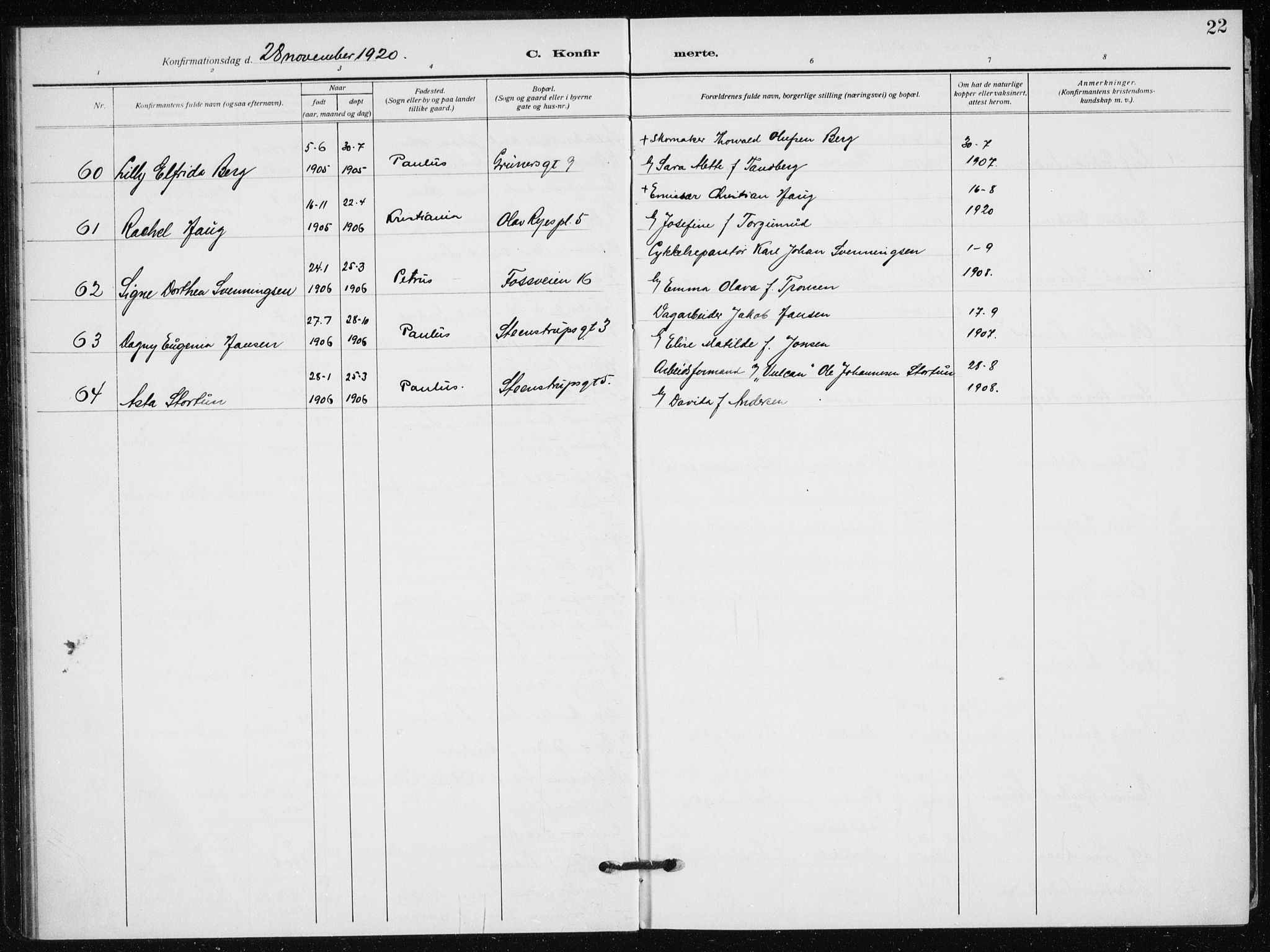 Hauge prestekontor Kirkebøker, AV/SAO-A-10849/F/Fa/L0002: Parish register (official) no. 2, 1917-1938, p. 22