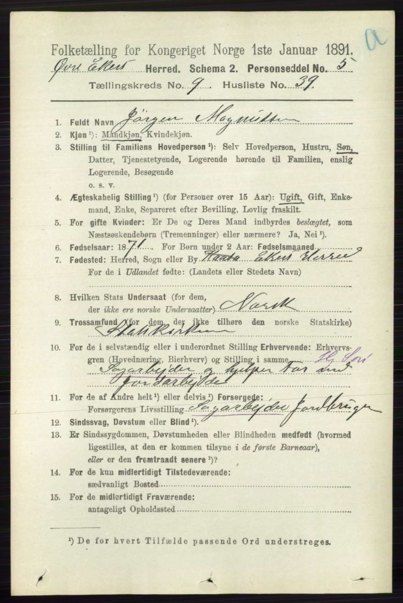RA, 1891 census for 0624 Øvre Eiker, 1891, p. 3858