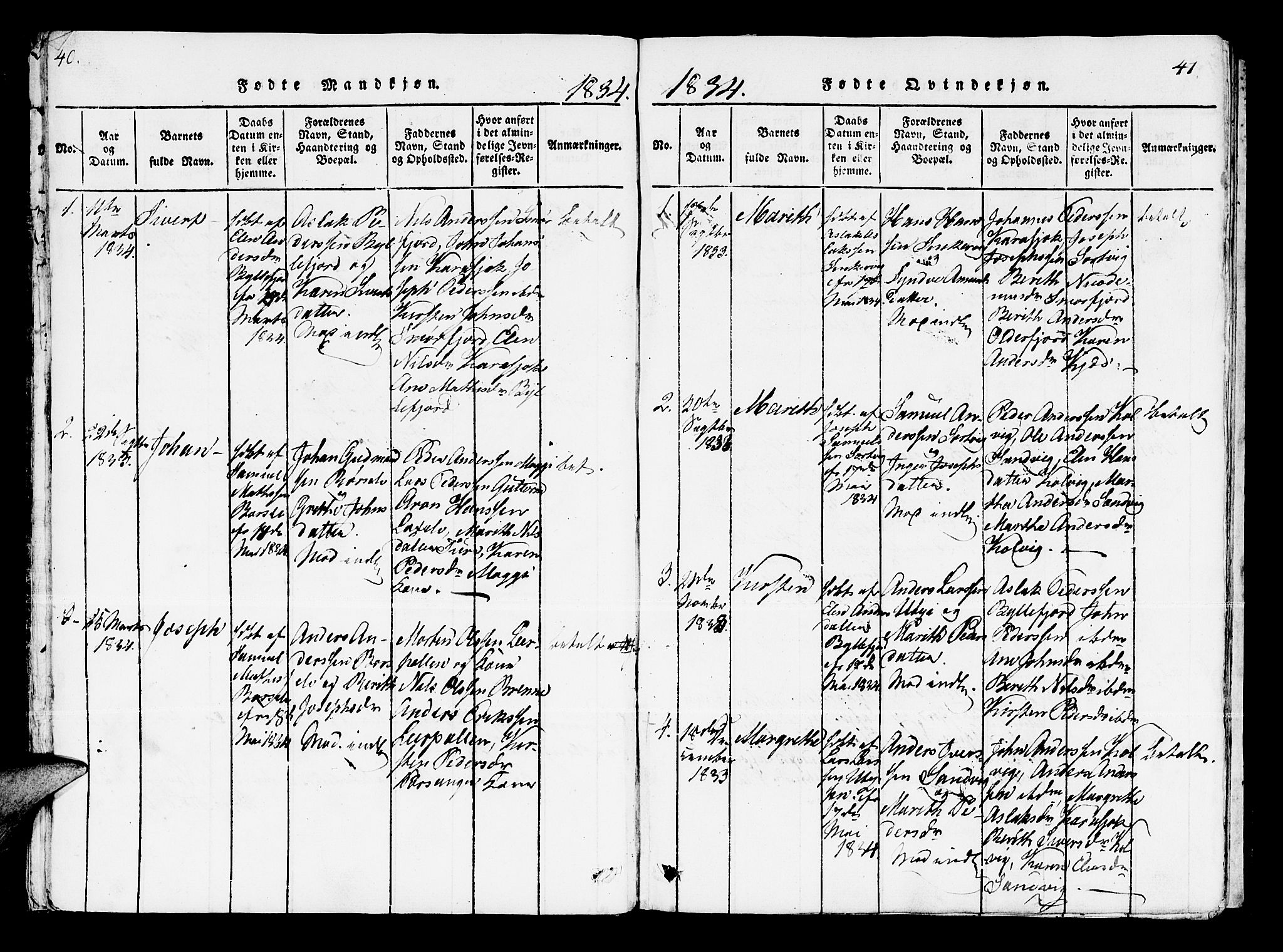 Kistrand/Porsanger sokneprestembete, AV/SATØ-S-1351/H/Ha/L0003.kirke: Parish register (official) no. 3, 1825-1842, p. 40-41