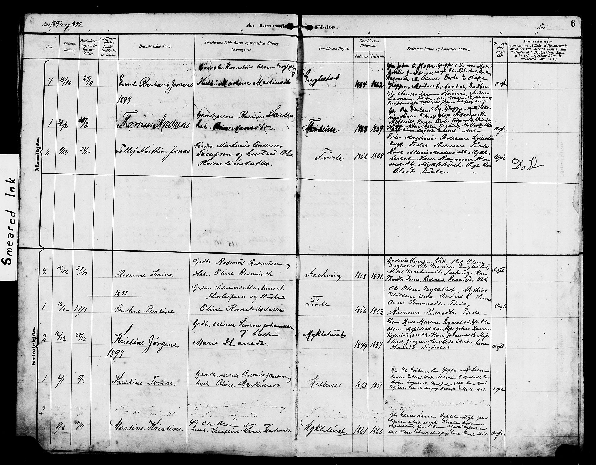 Davik sokneprestembete, AV/SAB-A-79701/H/Hab/Habd/L0002: Parish register (copy) no. D 2, 1890-1919, p. 6