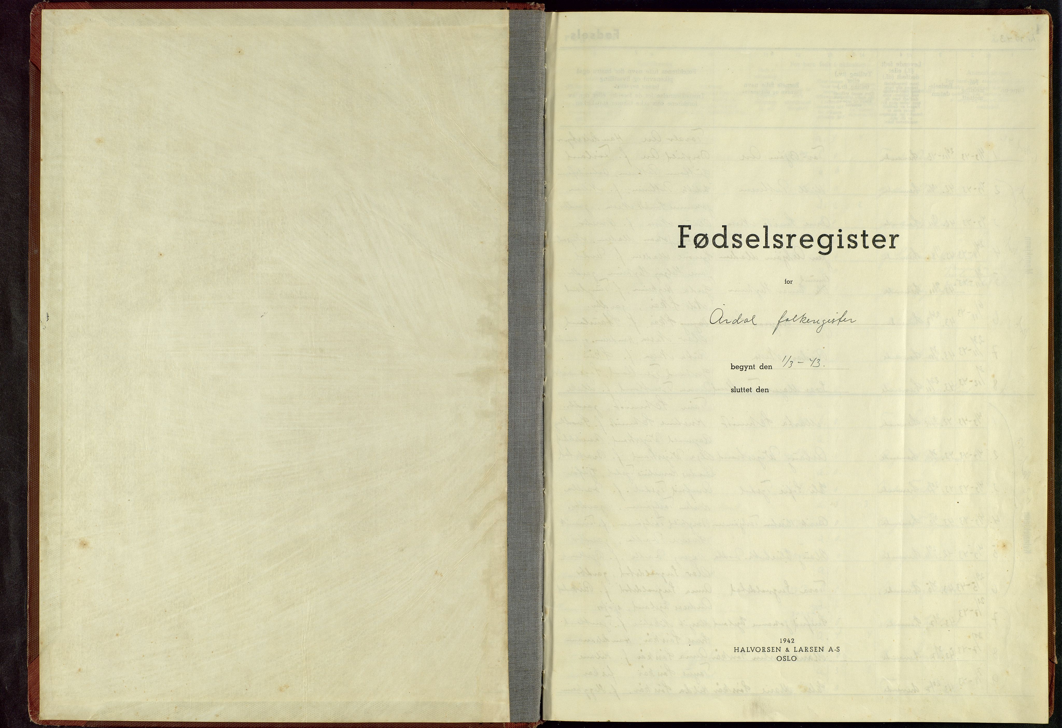 Hjelmeland sokneprestkontor, AV/SAST-A-101843/01/VI/L0003: Birth register no. 3, 1942-1945