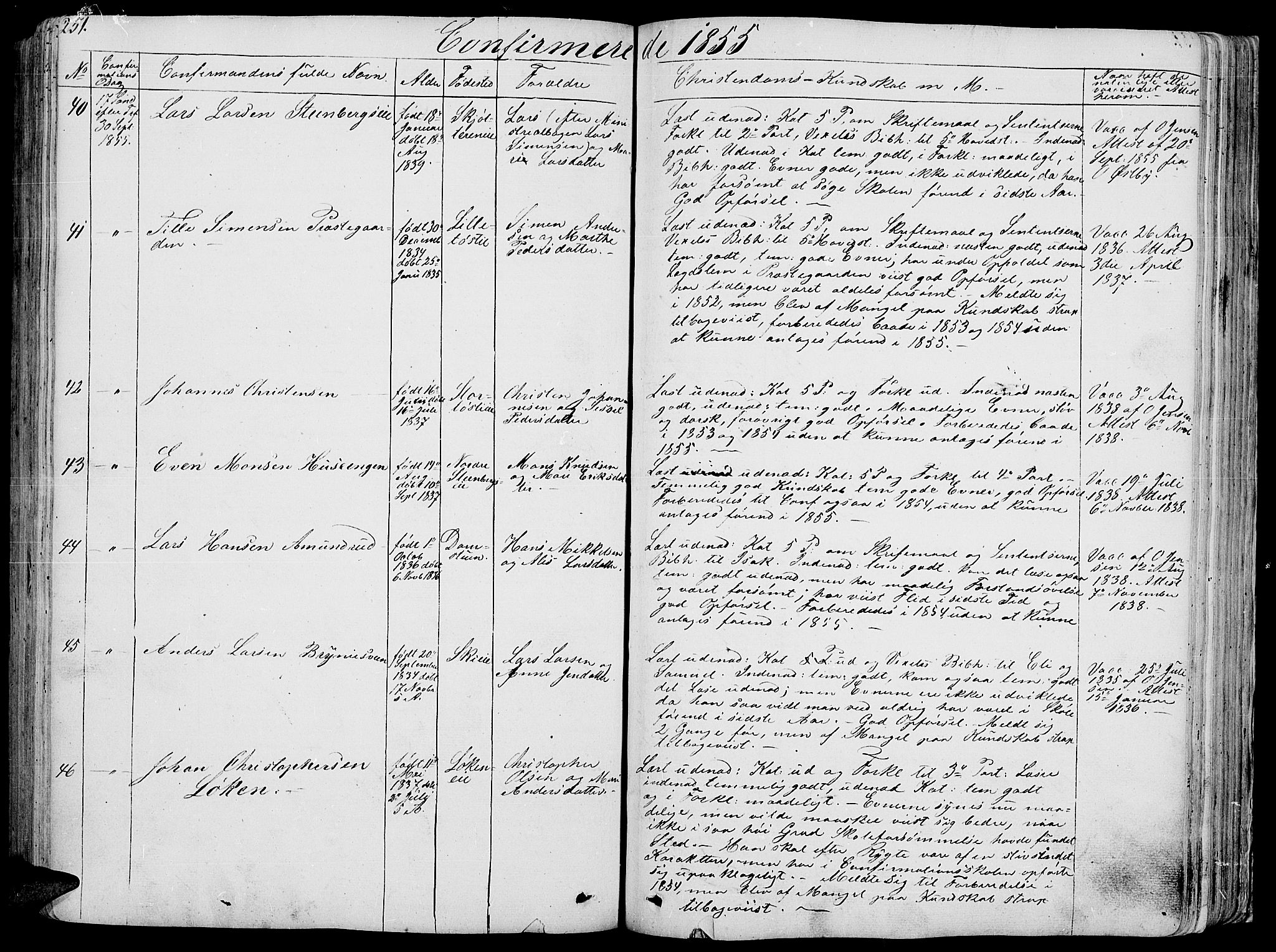 Romedal prestekontor, AV/SAH-PREST-004/L/L0009: Parish register (copy) no. 9, 1846-1866, p. 251