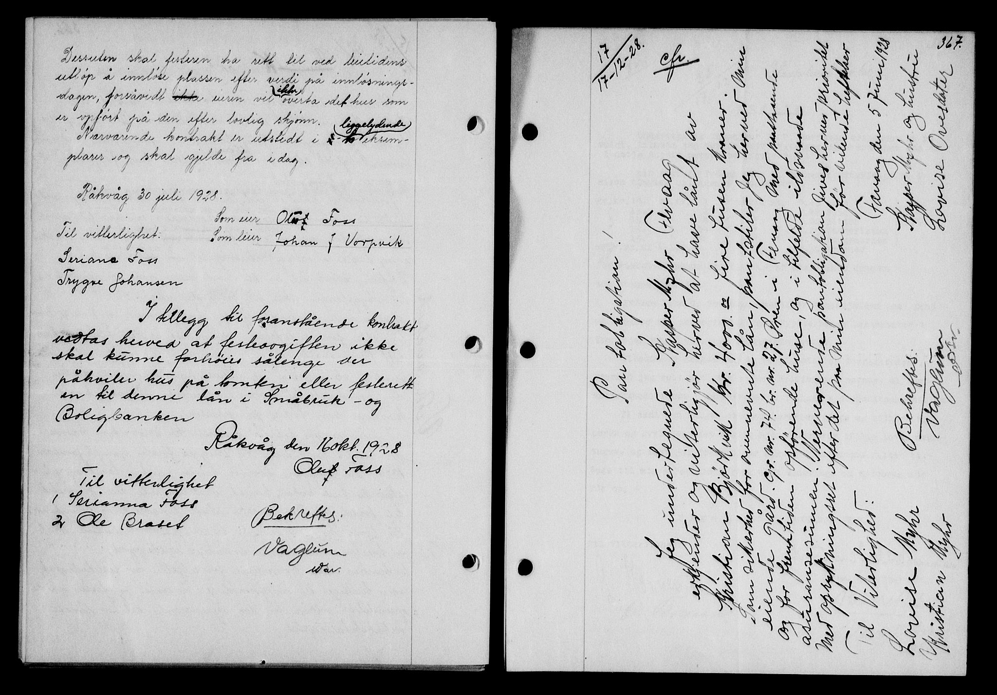 Fosen sorenskriveri, AV/SAT-A-1107/1/2/2C/L0067: Mortgage book no. 58, 1928-1929, p. 367, Deed date: 17.12.1928