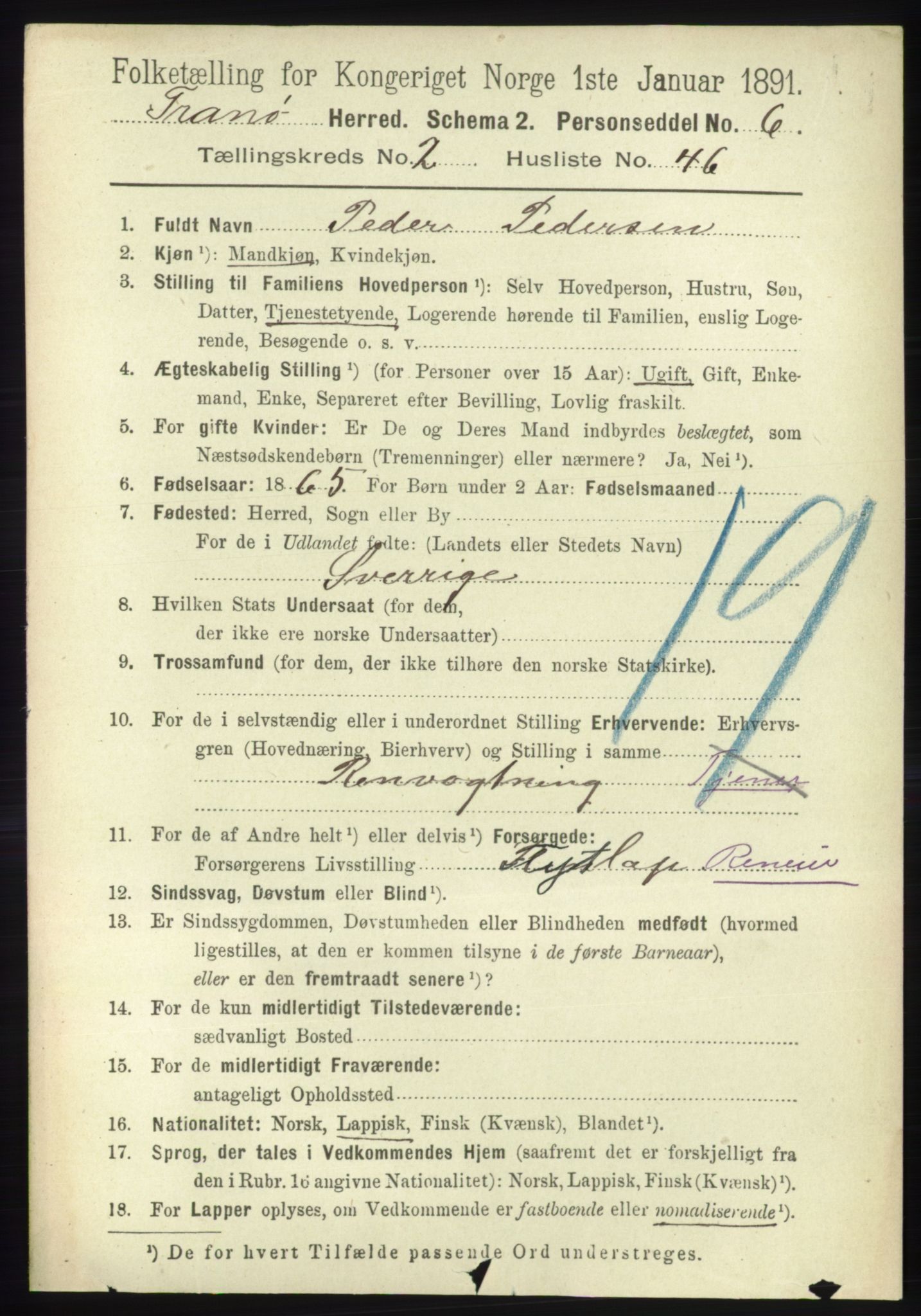 RA, 1891 census for 1927 Tranøy, 1891, p. 801