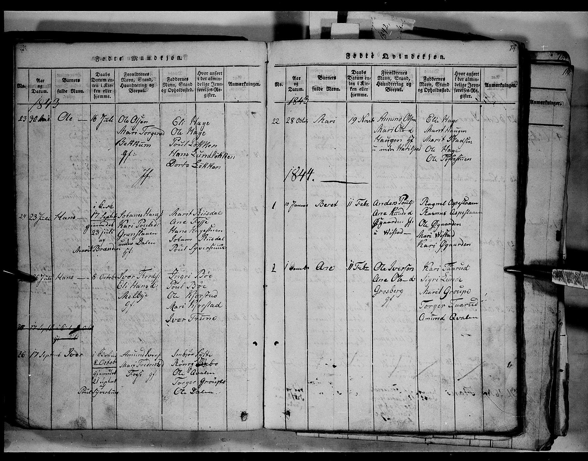 Fron prestekontor, SAH/PREST-078/H/Ha/Hab/L0003: Parish register (copy) no. 3, 1816-1850, p. 74