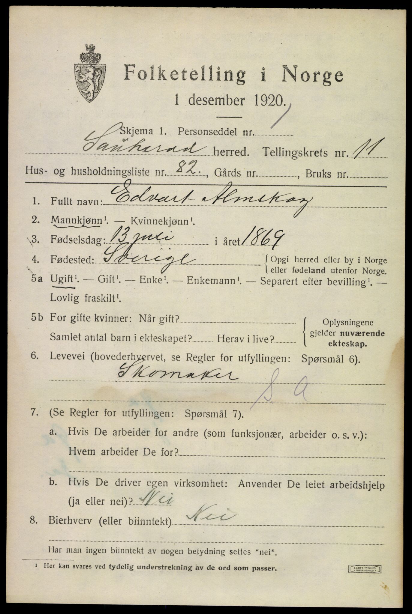 SAKO, 1920 census for Sauherad, 1920, p. 9040