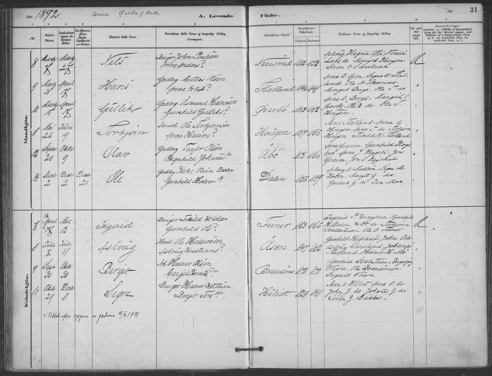 Hjartdal kirkebøker, SAKO/A-270/F/Fa/L0010: Parish register (official) no. I 10, 1880-1929, p. 31
