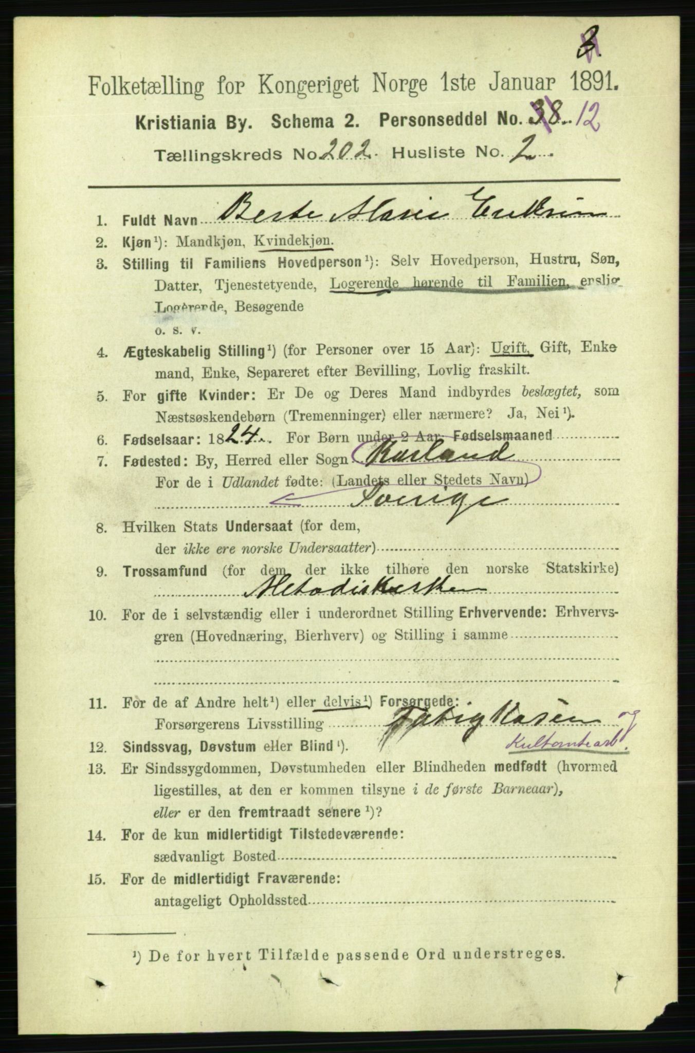 RA, 1891 census for 0301 Kristiania, 1891, p. 121558
