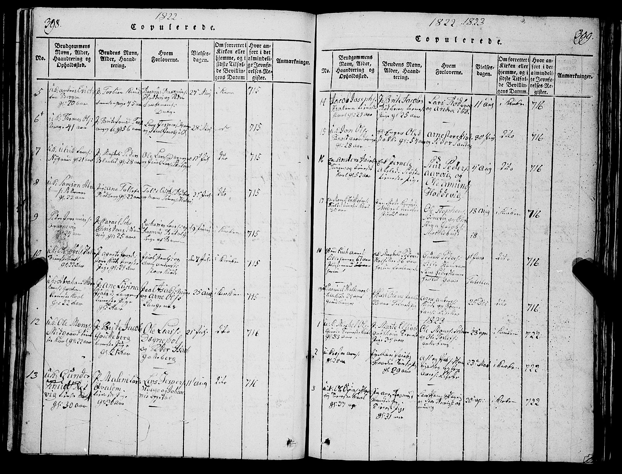 Selje sokneprestembete, SAB/A-99938/H/Ha/Hab/Haba: Parish register (copy) no. A 1, 1816-1828, p. 398-399