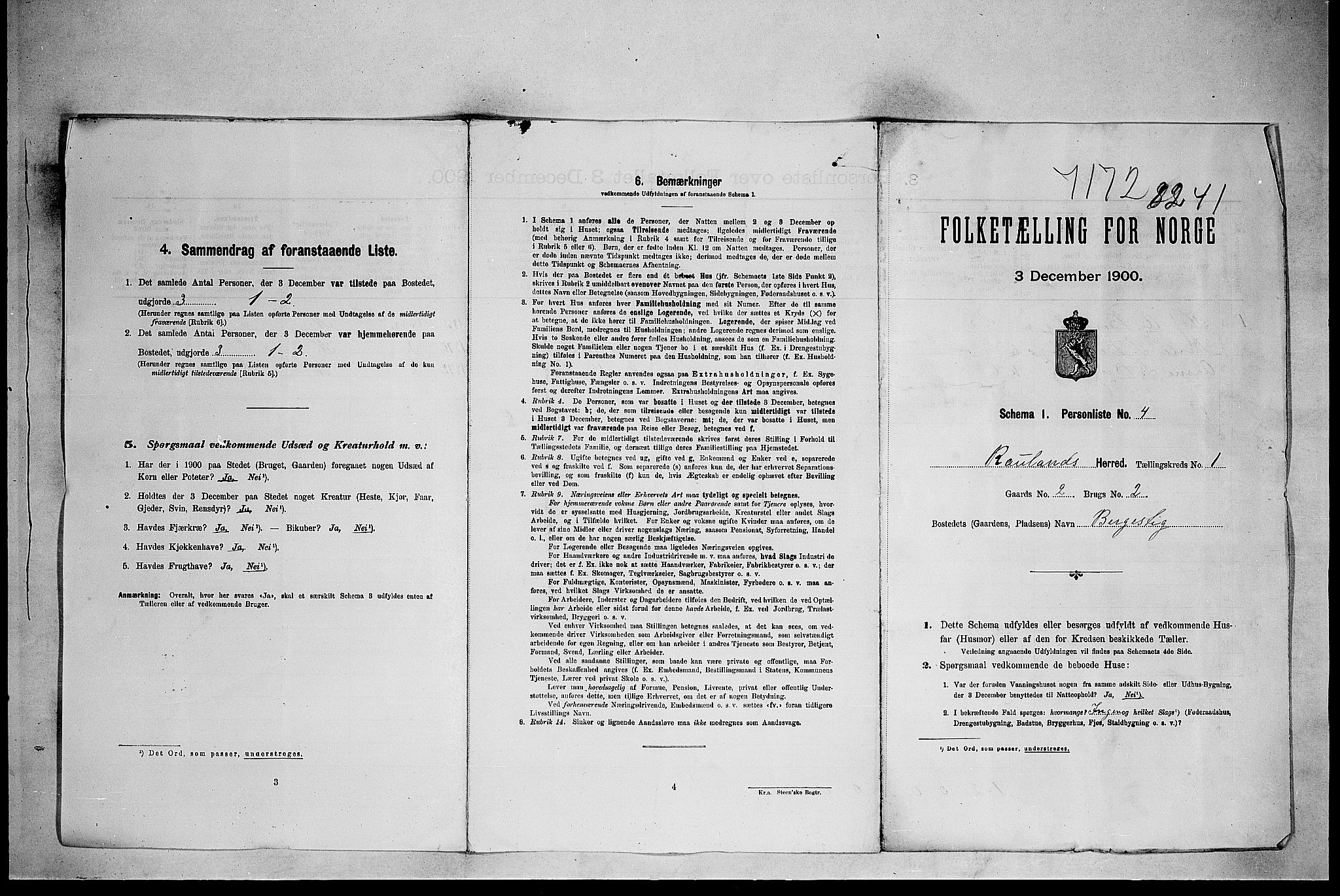 SAKO, 1900 census for Rauland, 1900, p. 22