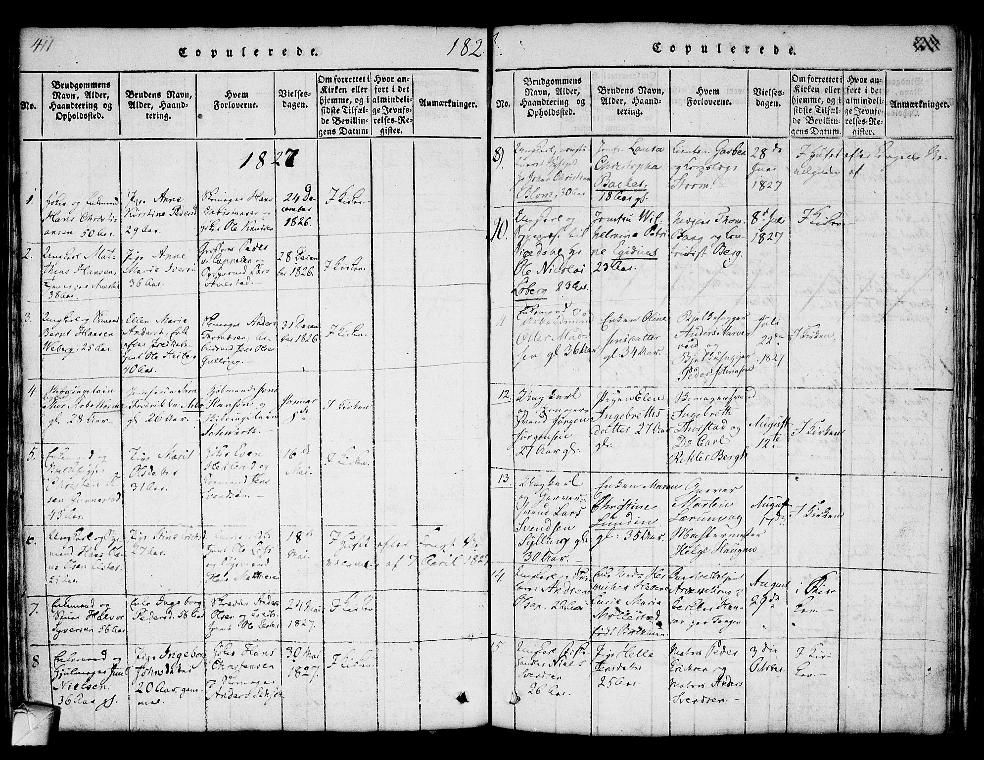 Strømsø kirkebøker, AV/SAKO-A-246/F/Fa/L0011: Parish register (official) no. I 11, 1815-1829, p. 411-412