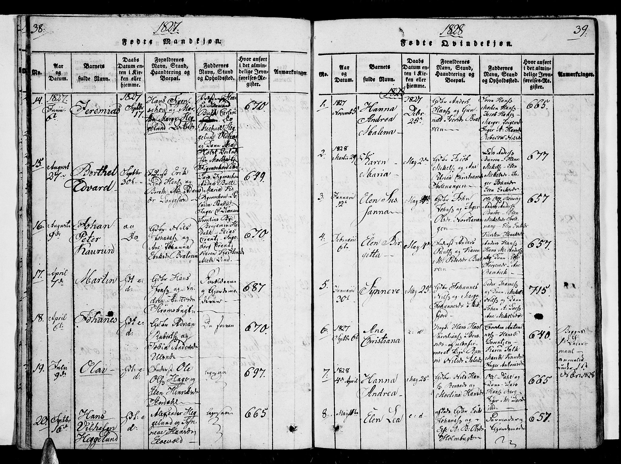 Karlsøy sokneprestembete, AV/SATØ-S-1299/H/Ha/Haa/L0002kirke: Parish register (official) no. 2, 1823-1842, p. 38-39