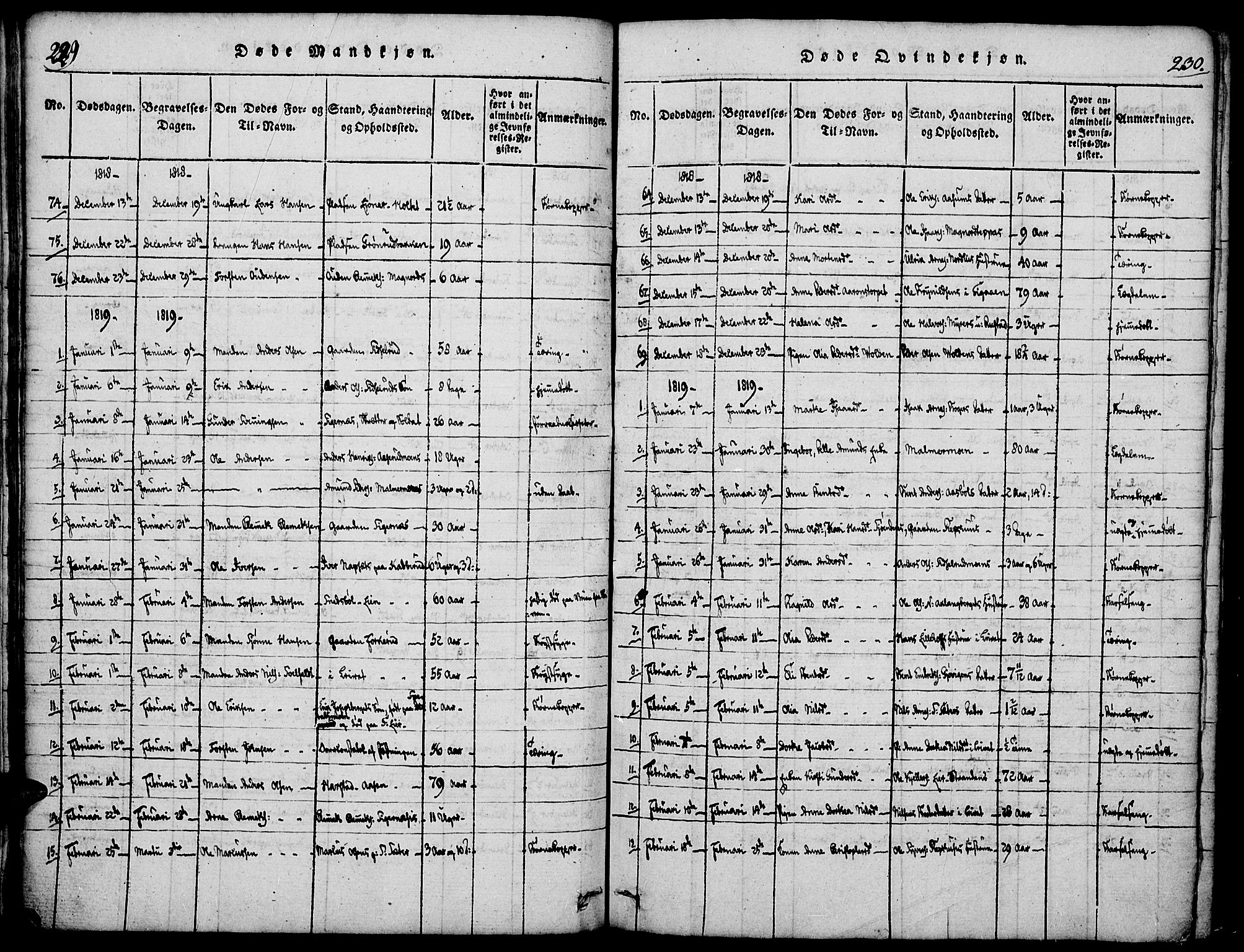 Vinger prestekontor, AV/SAH-PREST-024/H/Ha/Haa/L0006: Parish register (official) no. 6, 1814-1825, p. 229-230