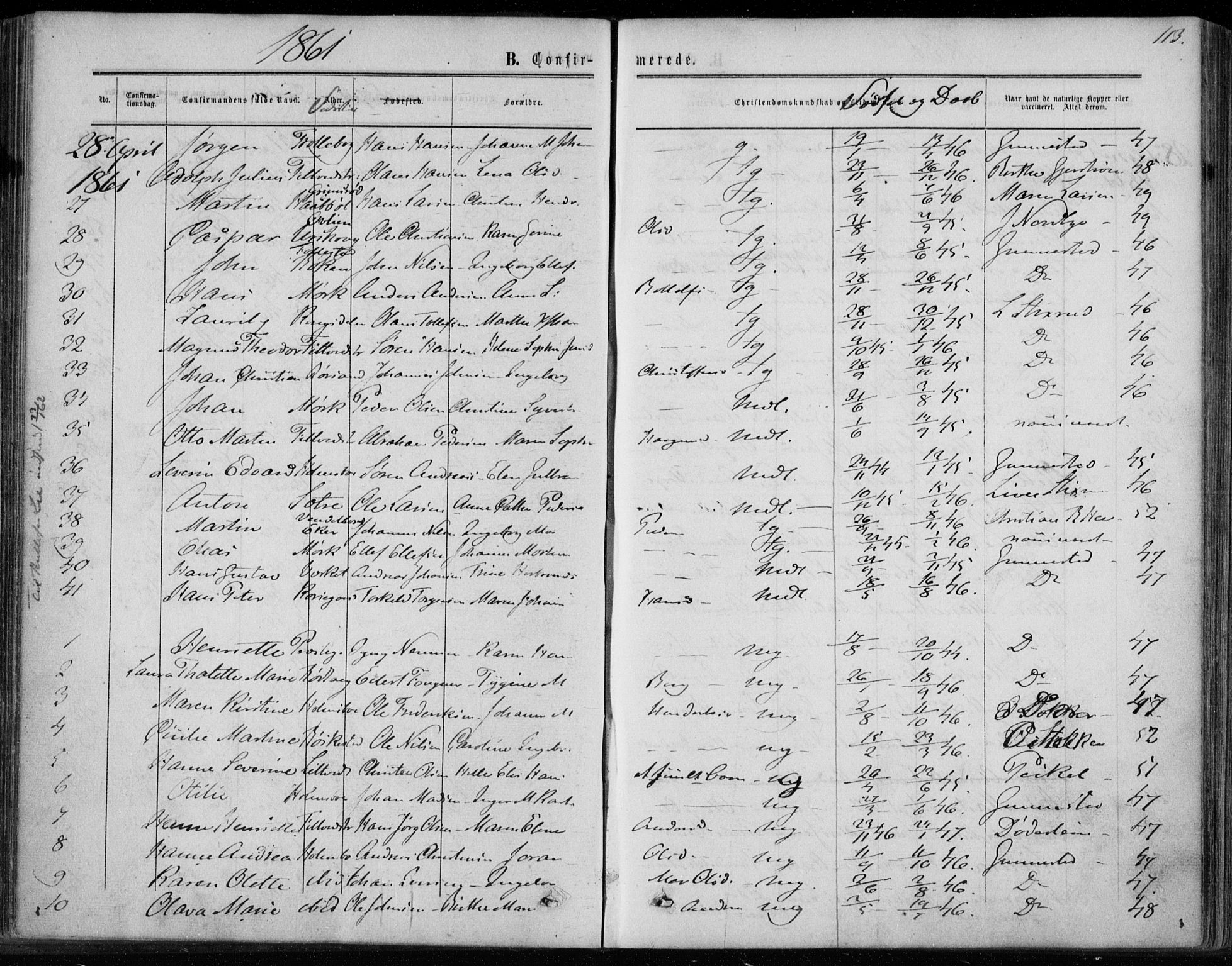 Hurum kirkebøker, AV/SAKO-A-229/F/Fa/L0012: Parish register (official) no. 12, 1861-1875, p. 113