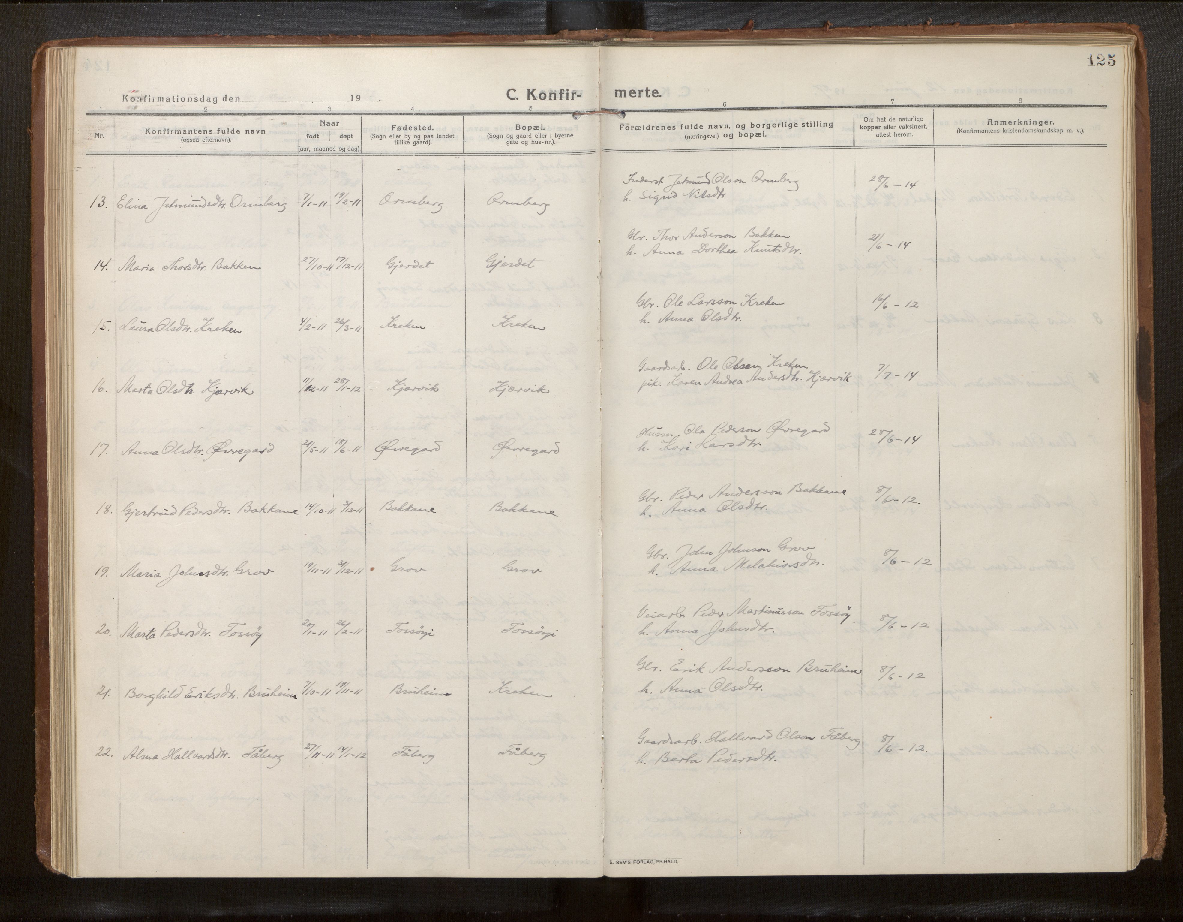 Jostedal sokneprestembete, AV/SAB-A-80601/H/Haa/Haab/L0002: Parish register (official) no. B 2, 1915-1931, p. 125