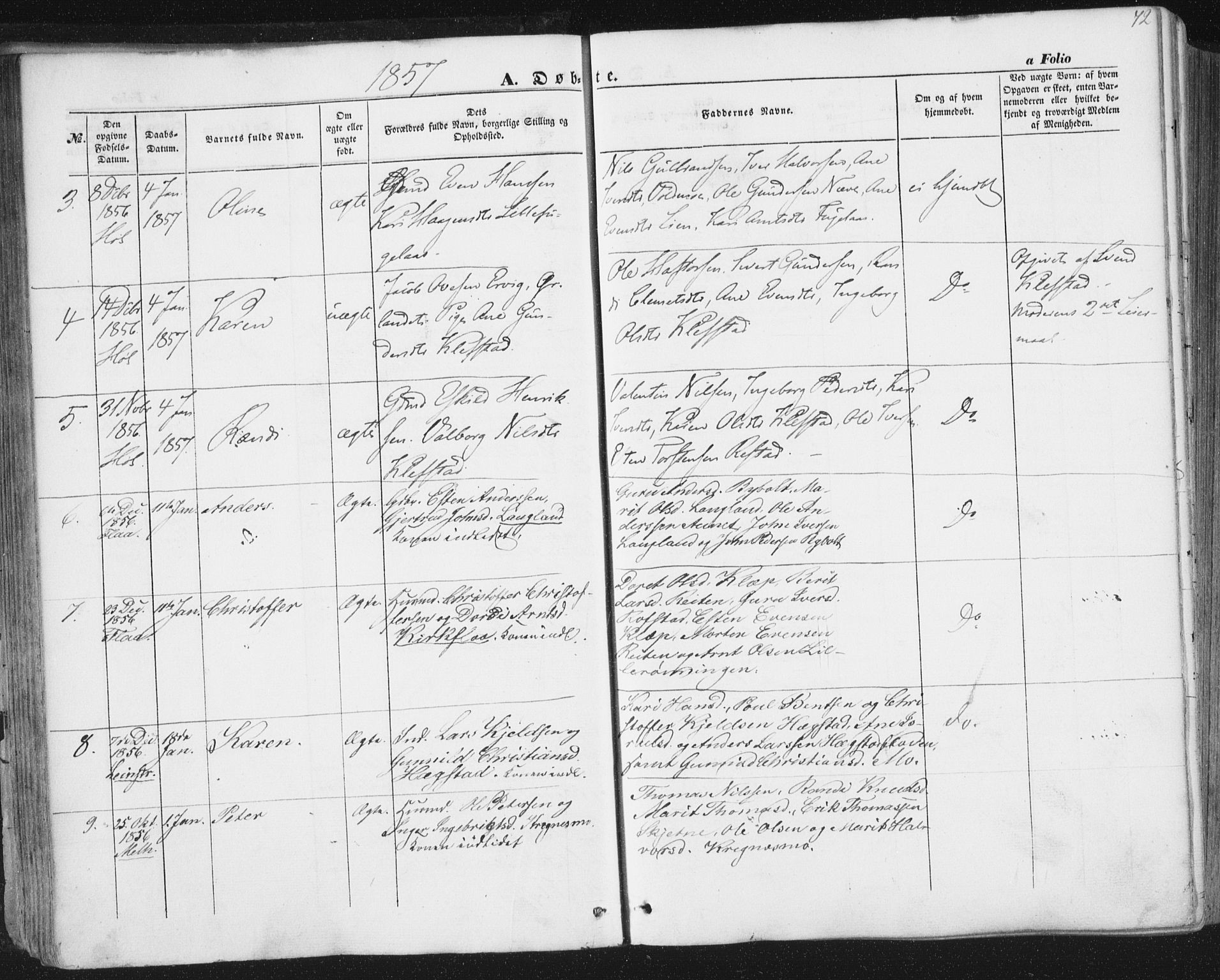Ministerialprotokoller, klokkerbøker og fødselsregistre - Sør-Trøndelag, SAT/A-1456/691/L1076: Parish register (official) no. 691A08, 1852-1861, p. 72