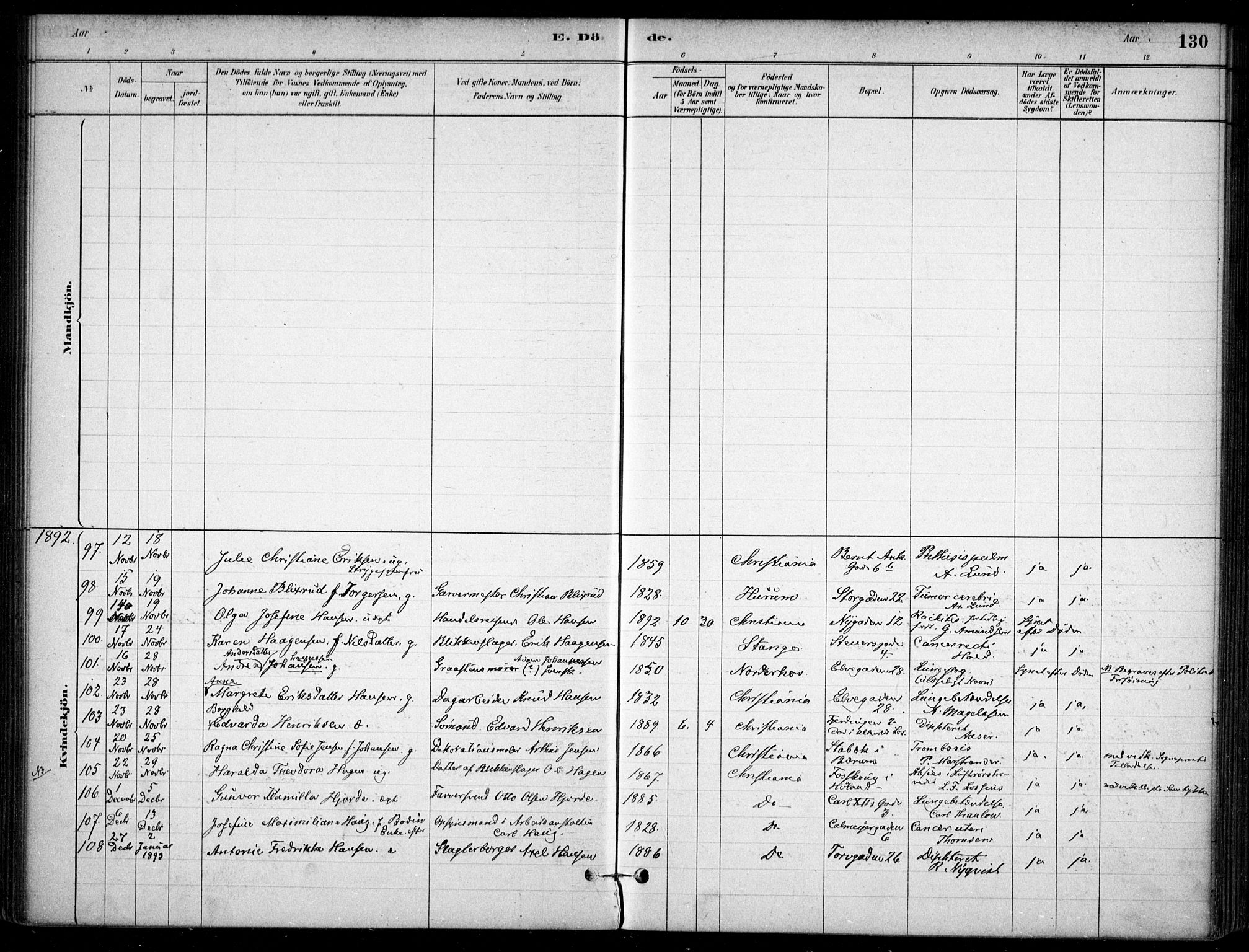 Jakob prestekontor Kirkebøker, SAO/A-10850/F/Fa/L0007: Parish register (official) no. 7, 1880-1905, p. 130
