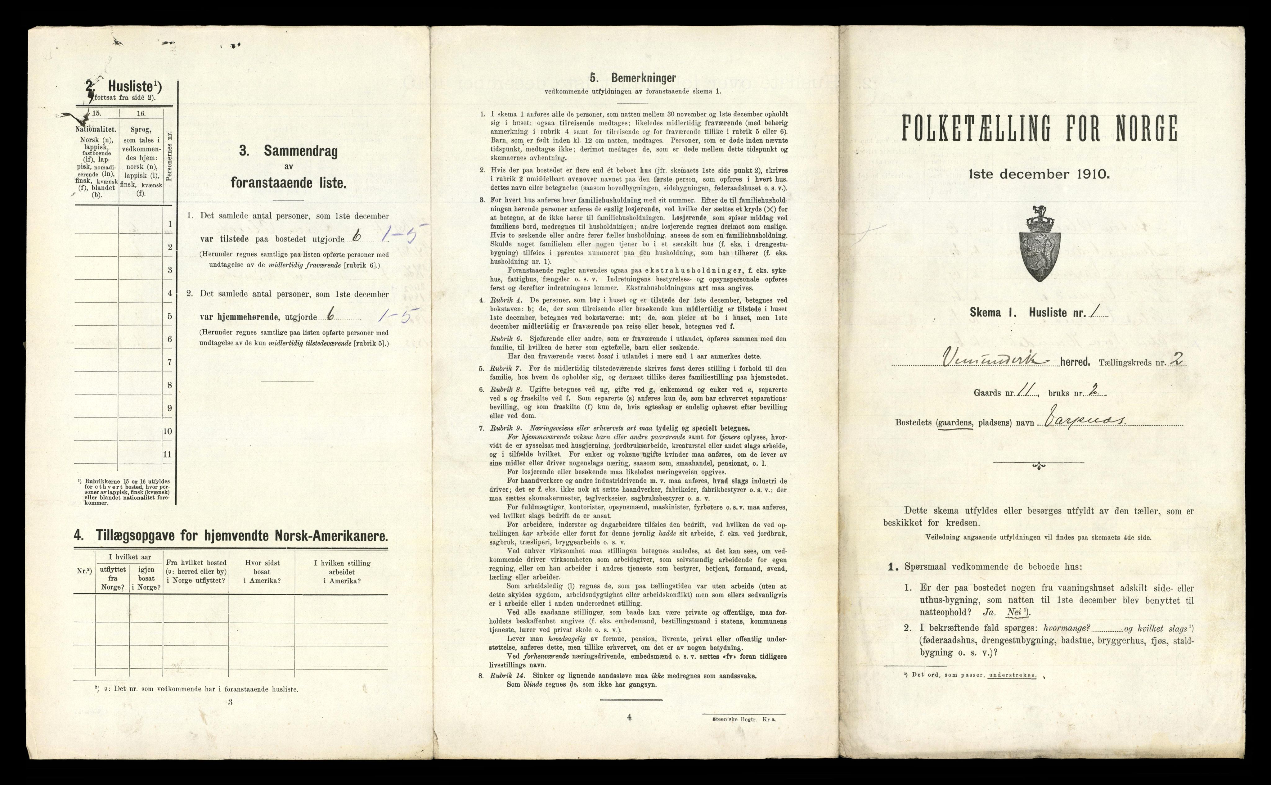RA, 1910 census for Vemundvik, 1910, p. 170