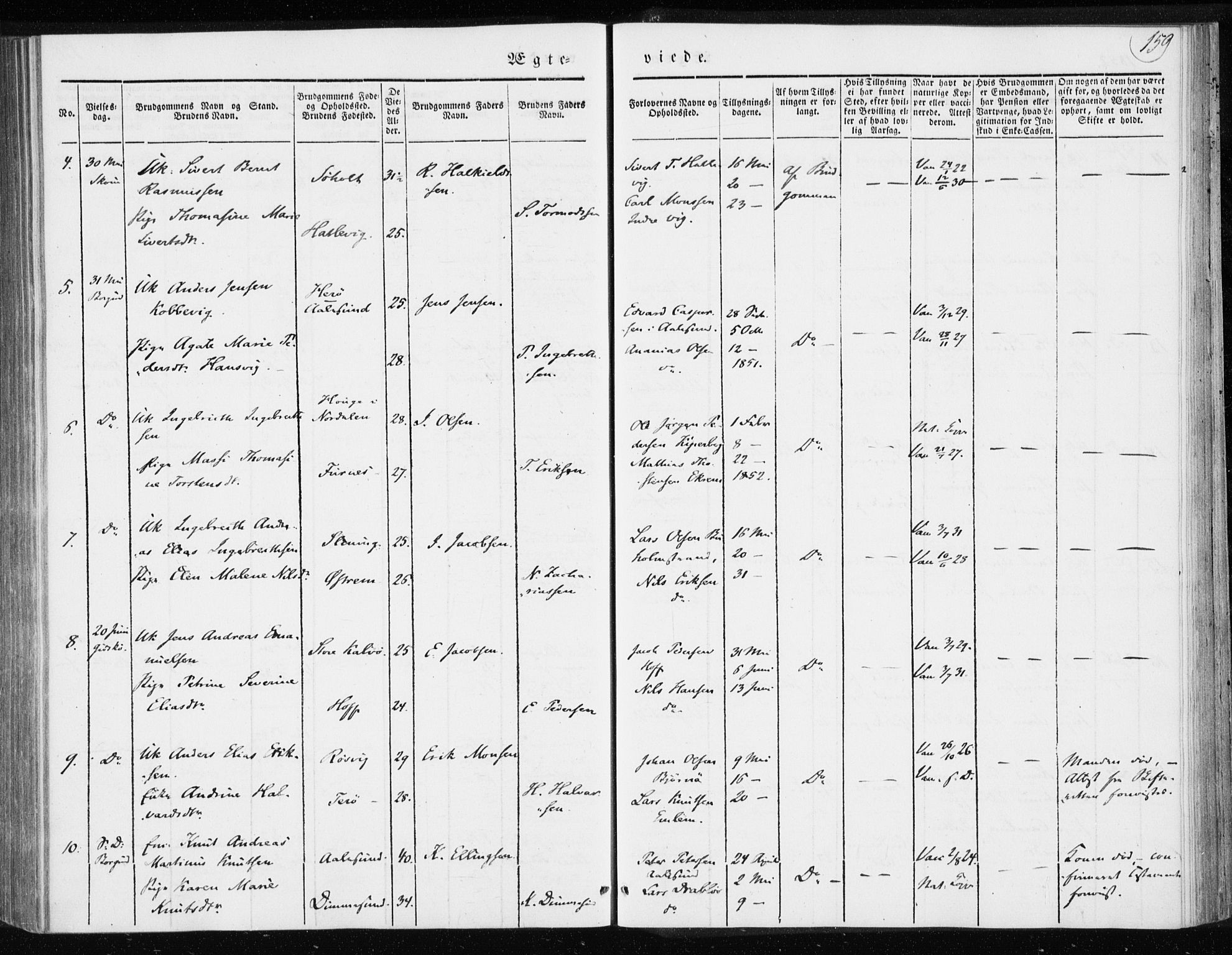Ministerialprotokoller, klokkerbøker og fødselsregistre - Møre og Romsdal, SAT/A-1454/528/L0415: Curate's parish register no. 528B03, 1843-1852, p. 159