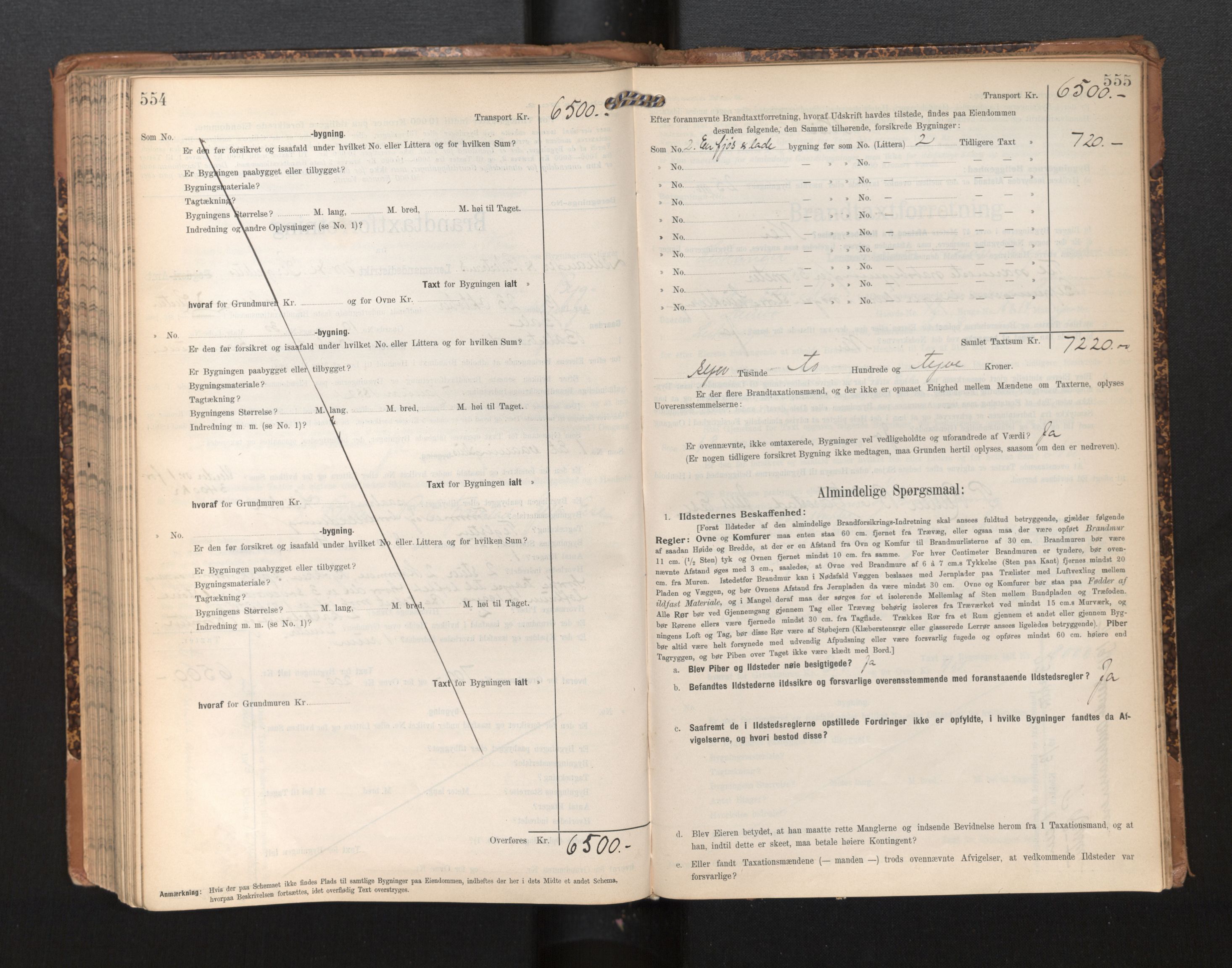 Lensmannen i Leikanger, SAB/A-29201/0012/L0005: Branntakstprotokoll, skjematakst, 1907-1917, p. 554-555