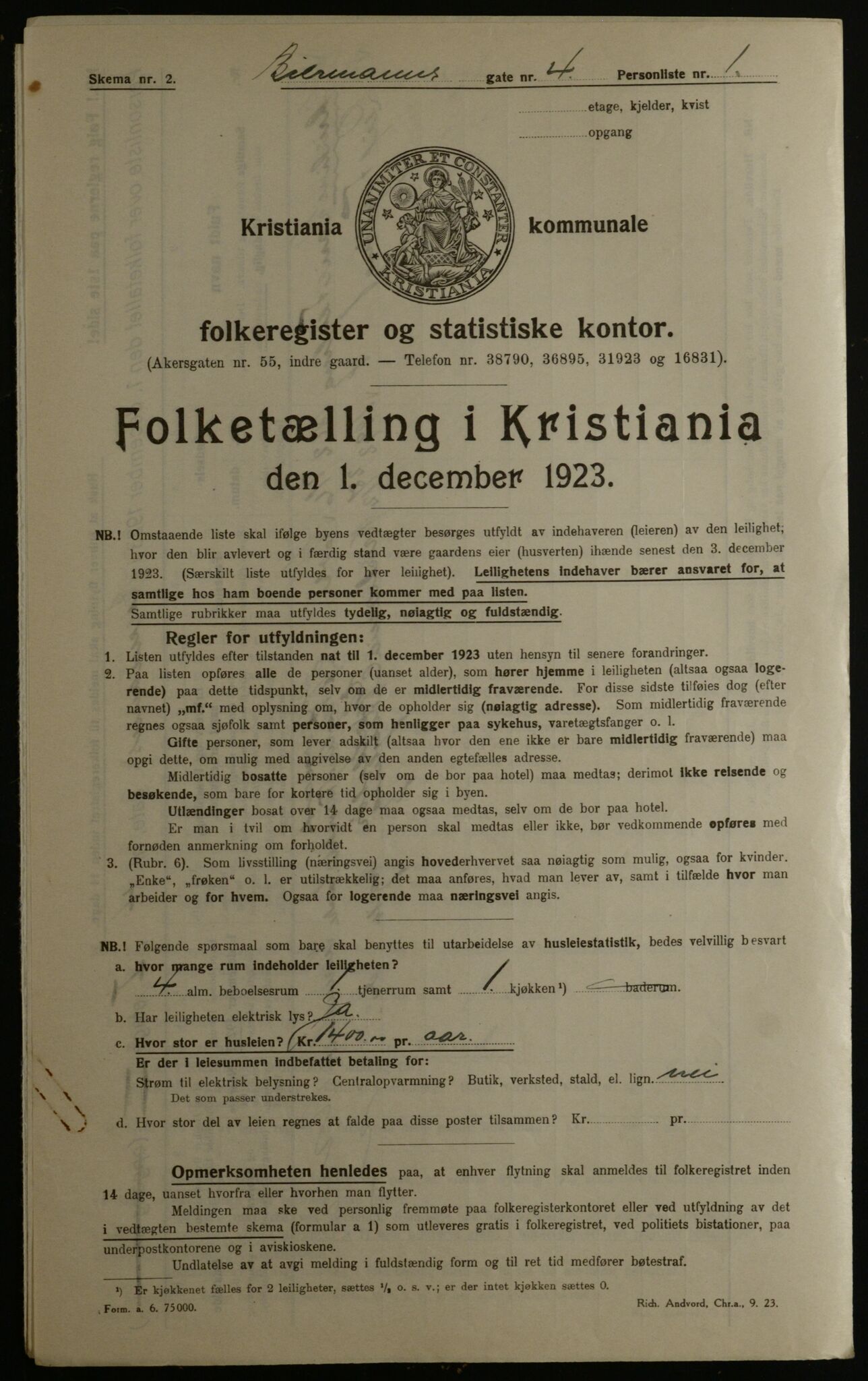 OBA, Municipal Census 1923 for Kristiania, 1923, p. 5808