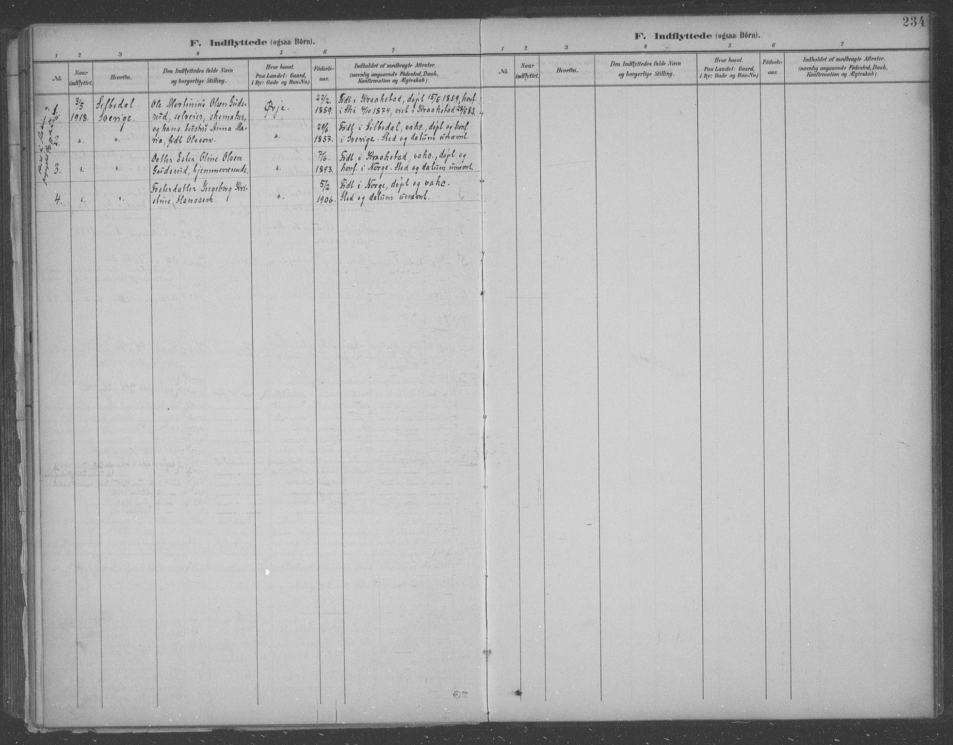 Aremark prestekontor Kirkebøker, SAO/A-10899/F/Fb/L0005: Parish register (official) no. II 5, 1895-1919, p. 234
