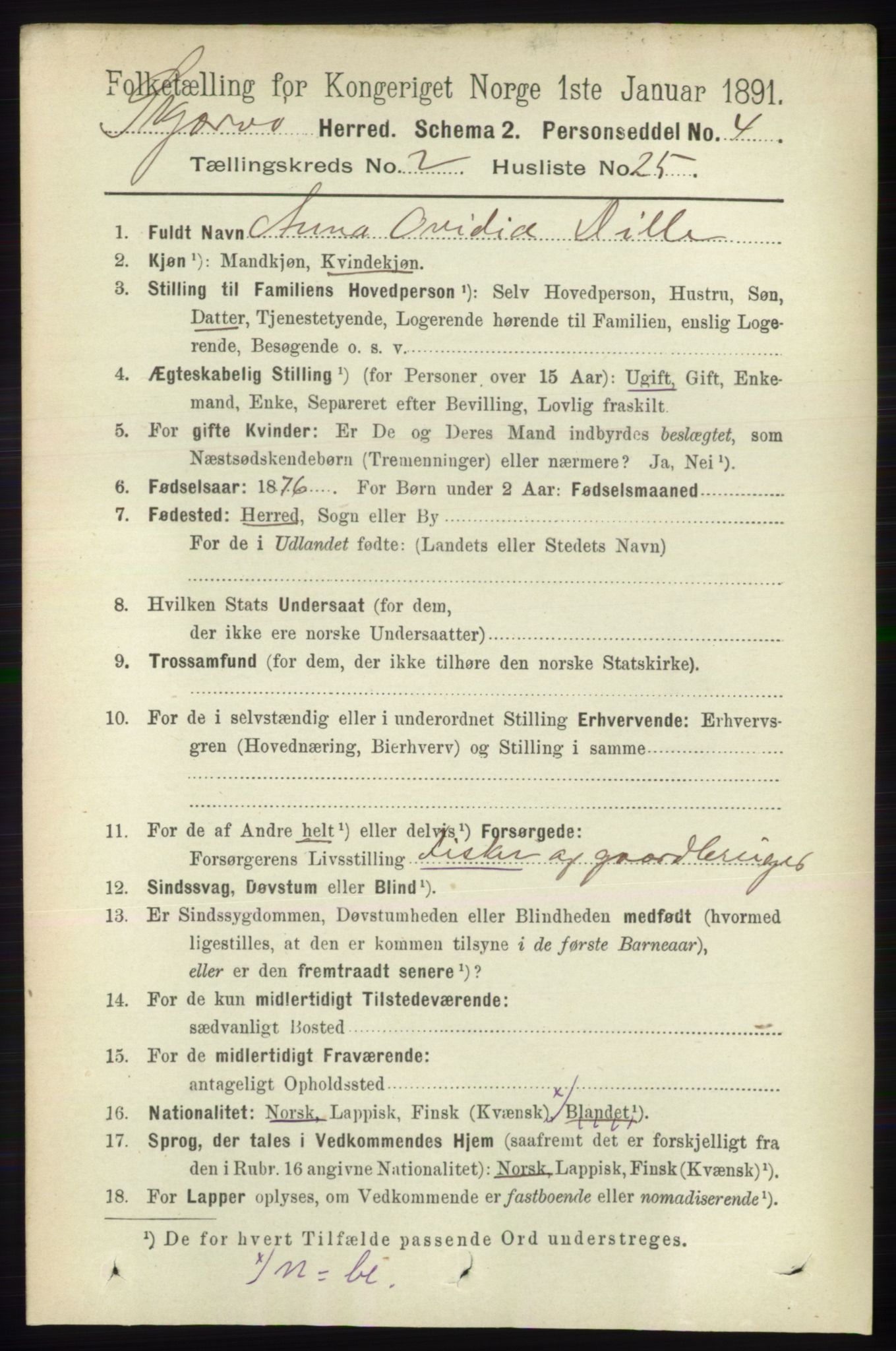 RA, 1891 census for 1941 Skjervøy, 1891, p. 1213
