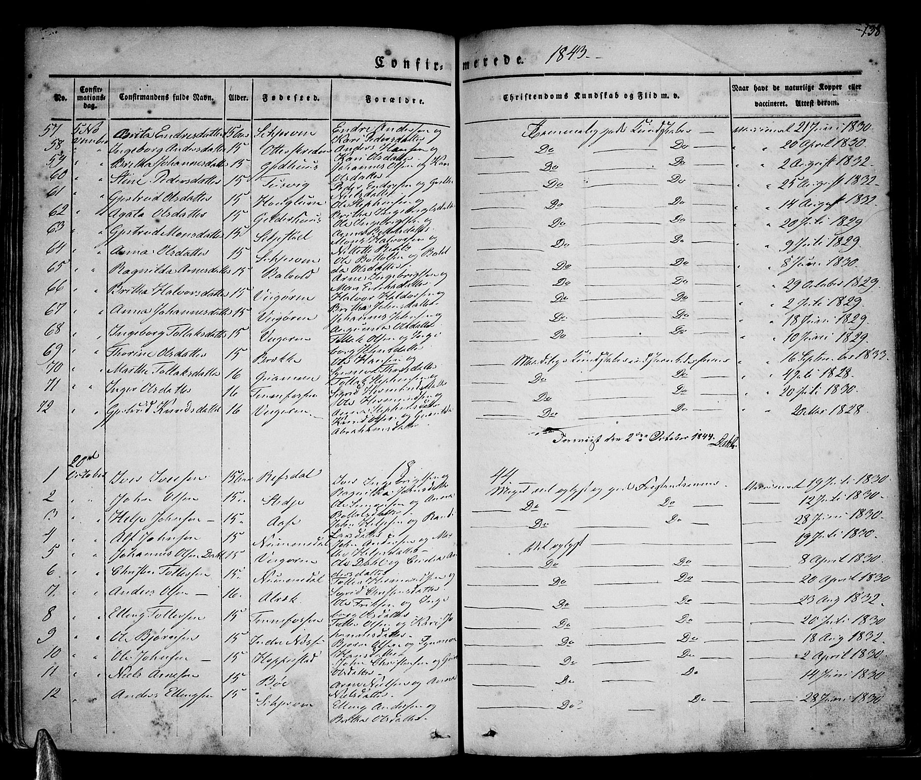 Vik sokneprestembete, AV/SAB-A-81501/H/Haa/Haaa/L0007: Parish register (official) no. A 7, 1831-1845, p. 138