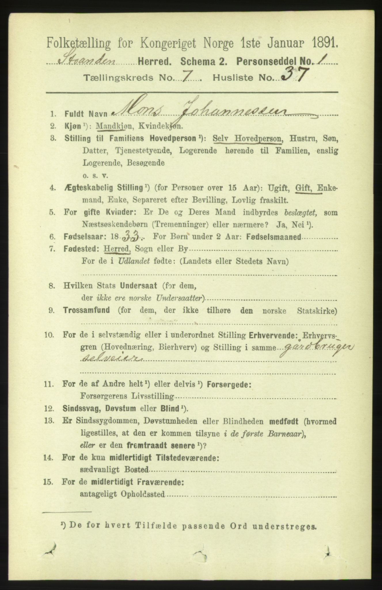 RA, 1891 census for 1525 Stranda, 1891, p. 1748