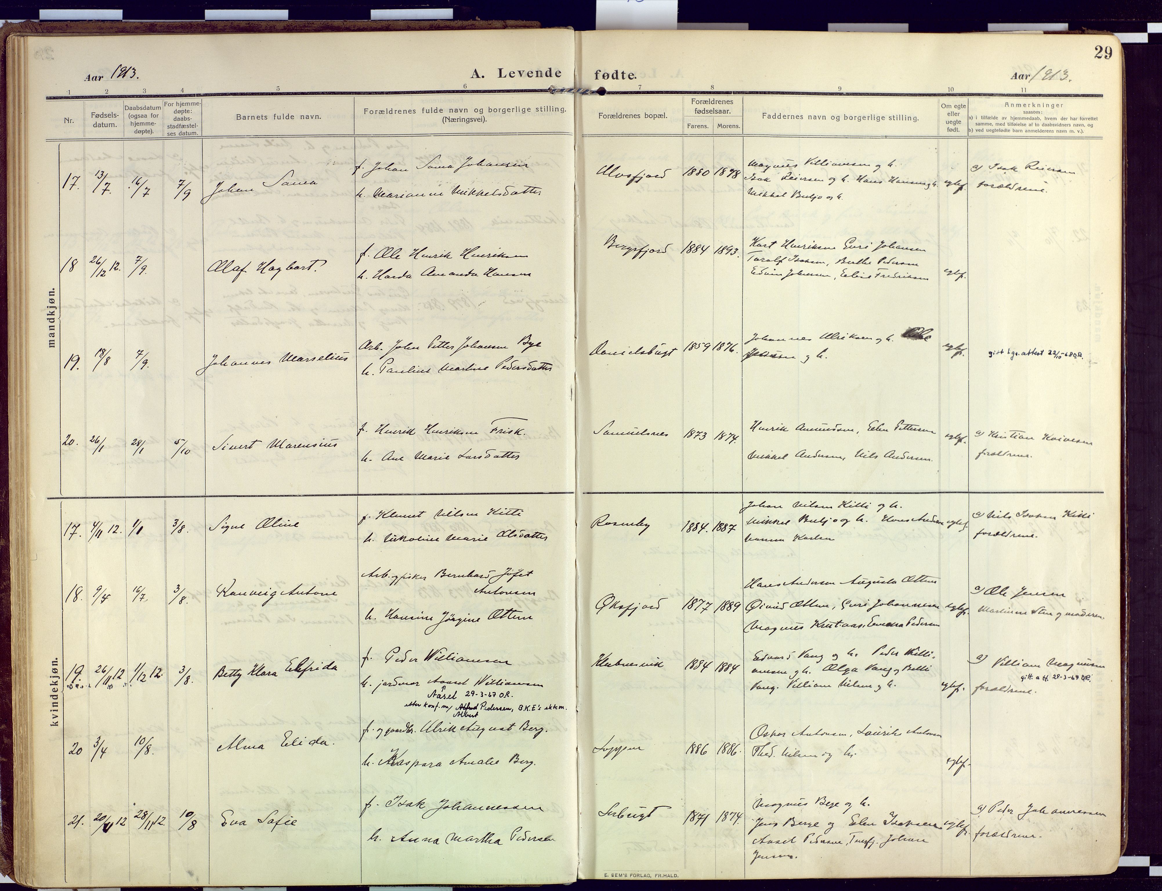 Loppa sokneprestkontor, SATØ/S-1339/H/Ha/L0011kirke: Parish register (official) no. 11, 1909-1919, p. 29