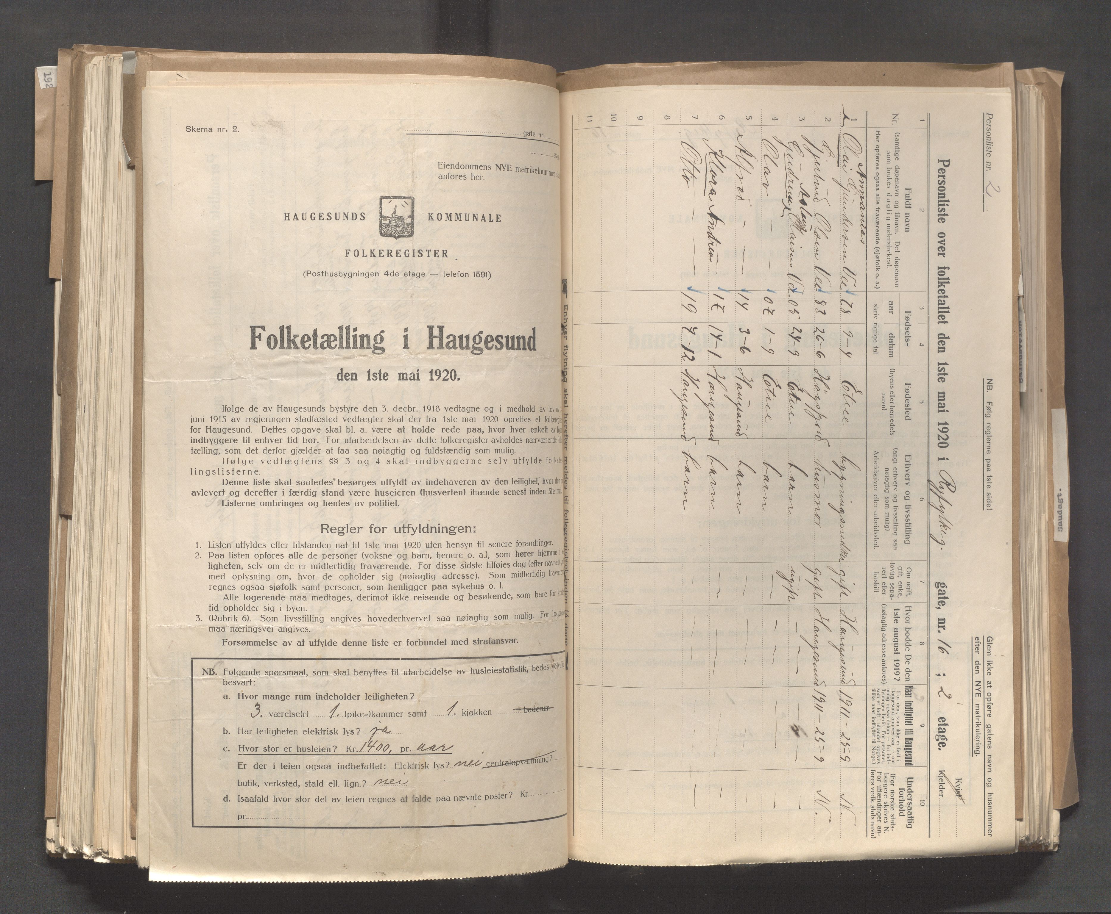 IKAR, Local census 1.5.1920 for Haugesund, 1920, p. 3240