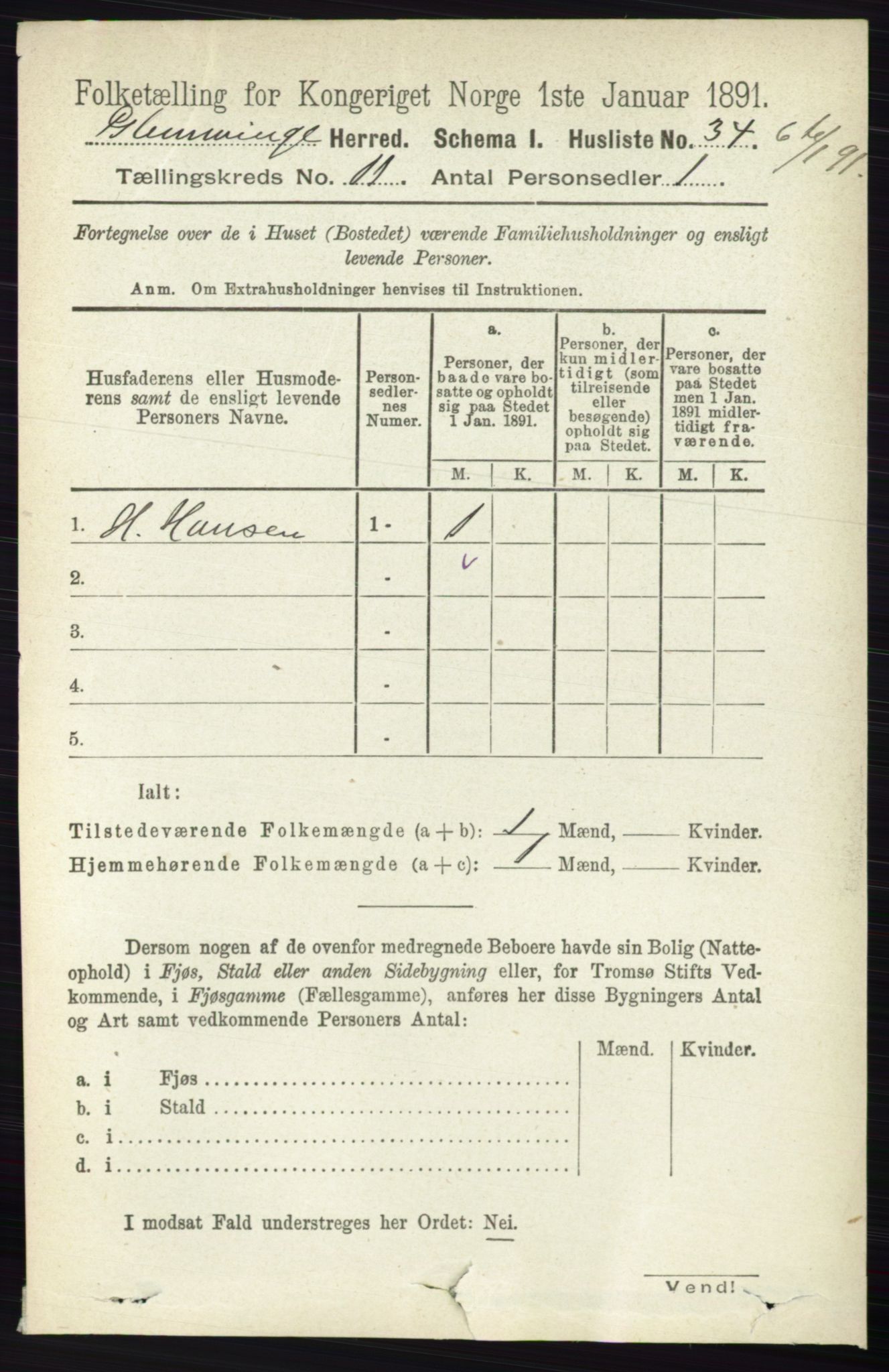 RA, 1891 census for 0132 Glemmen, 1891, p. 10565