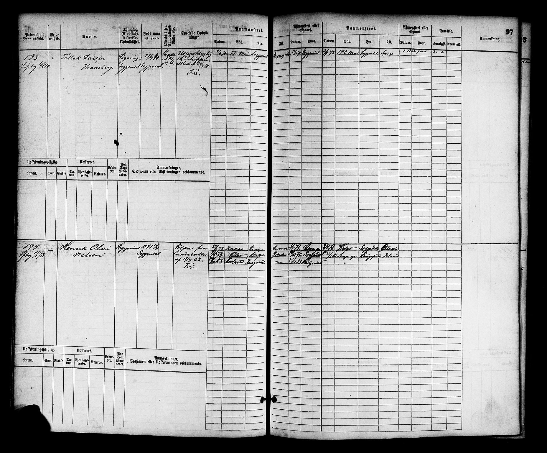 Sogndal mønstringskrets, AV/SAK-2031-0020/F/Fb/L0001: Hovedrulle nr. 1-382, P-2, 1870-1889, p. 101