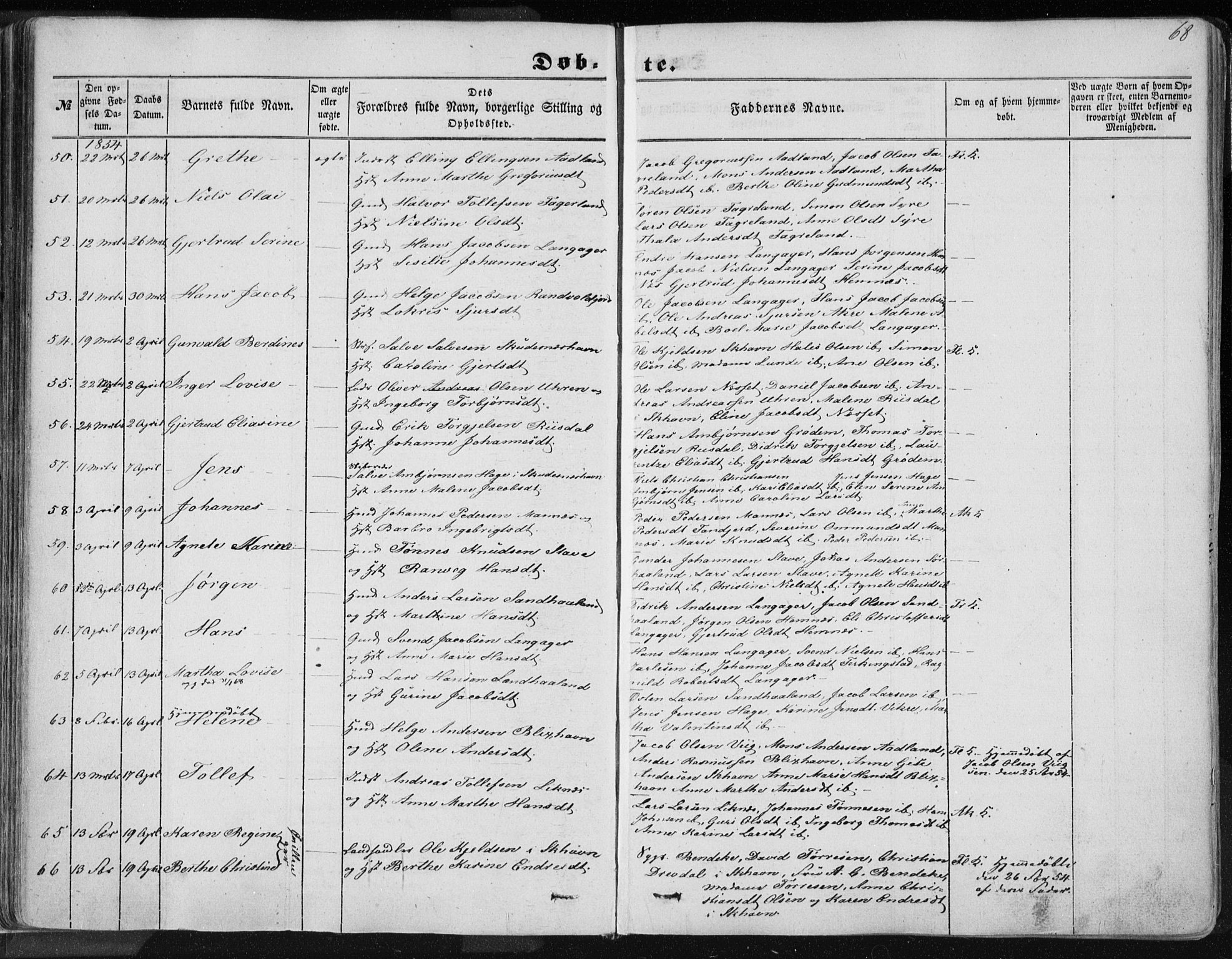 Skudenes sokneprestkontor, SAST/A -101849/H/Ha/Haa/L0004: Parish register (official) no. A 3.1, 1847-1863, p. 68