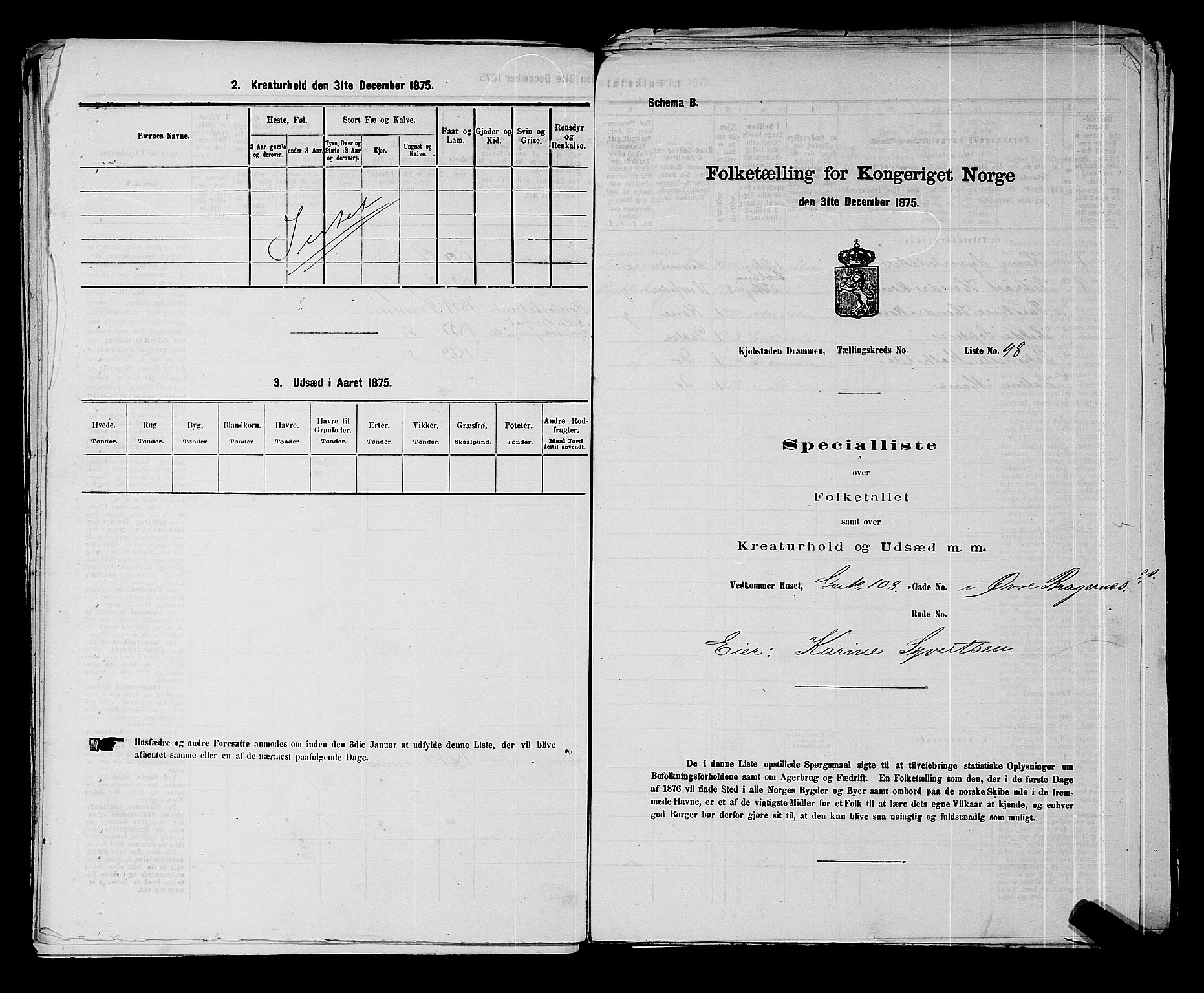 SAKO, 1875 census for 0602 Drammen, 1875, p. 406