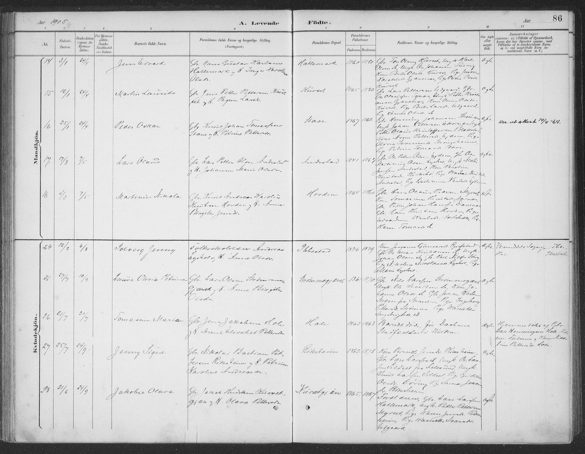 Ministerialprotokoller, klokkerbøker og fødselsregistre - Møre og Romsdal, AV/SAT-A-1454/523/L0335: Parish register (official) no. 523A02, 1891-1911, p. 86