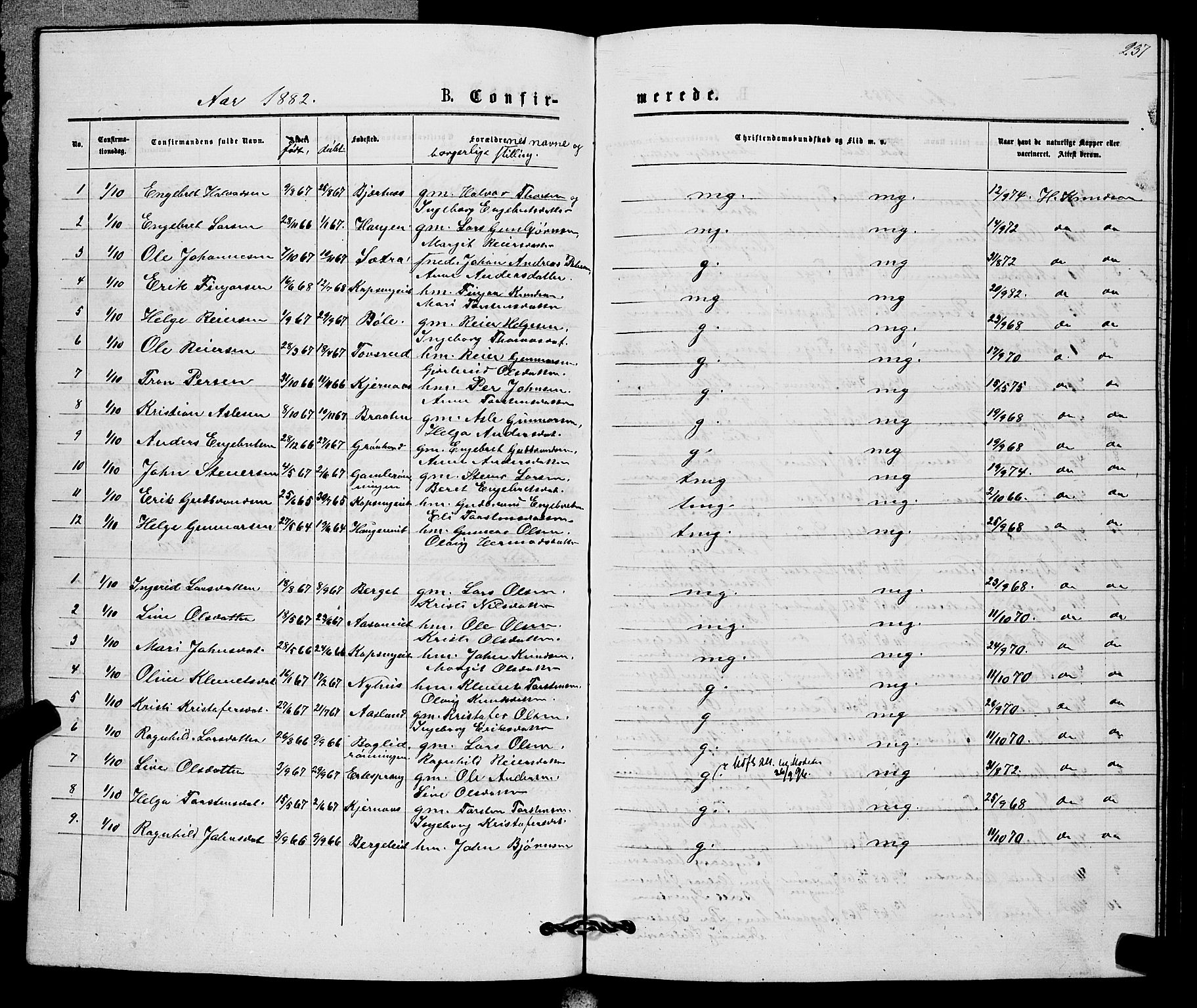 Sigdal kirkebøker, SAKO/A-245/G/Gb/L0002: Parish register (copy) no. II 2, 1875-1900, p. 237