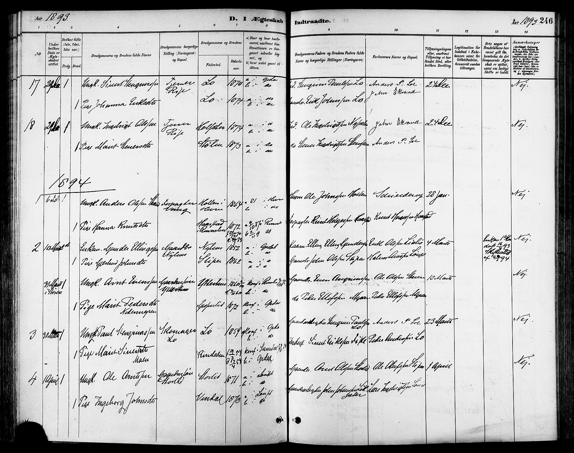 Ministerialprotokoller, klokkerbøker og fødselsregistre - Sør-Trøndelag, SAT/A-1456/678/L0901: Parish register (official) no. 678A10, 1881-1894, p. 246
