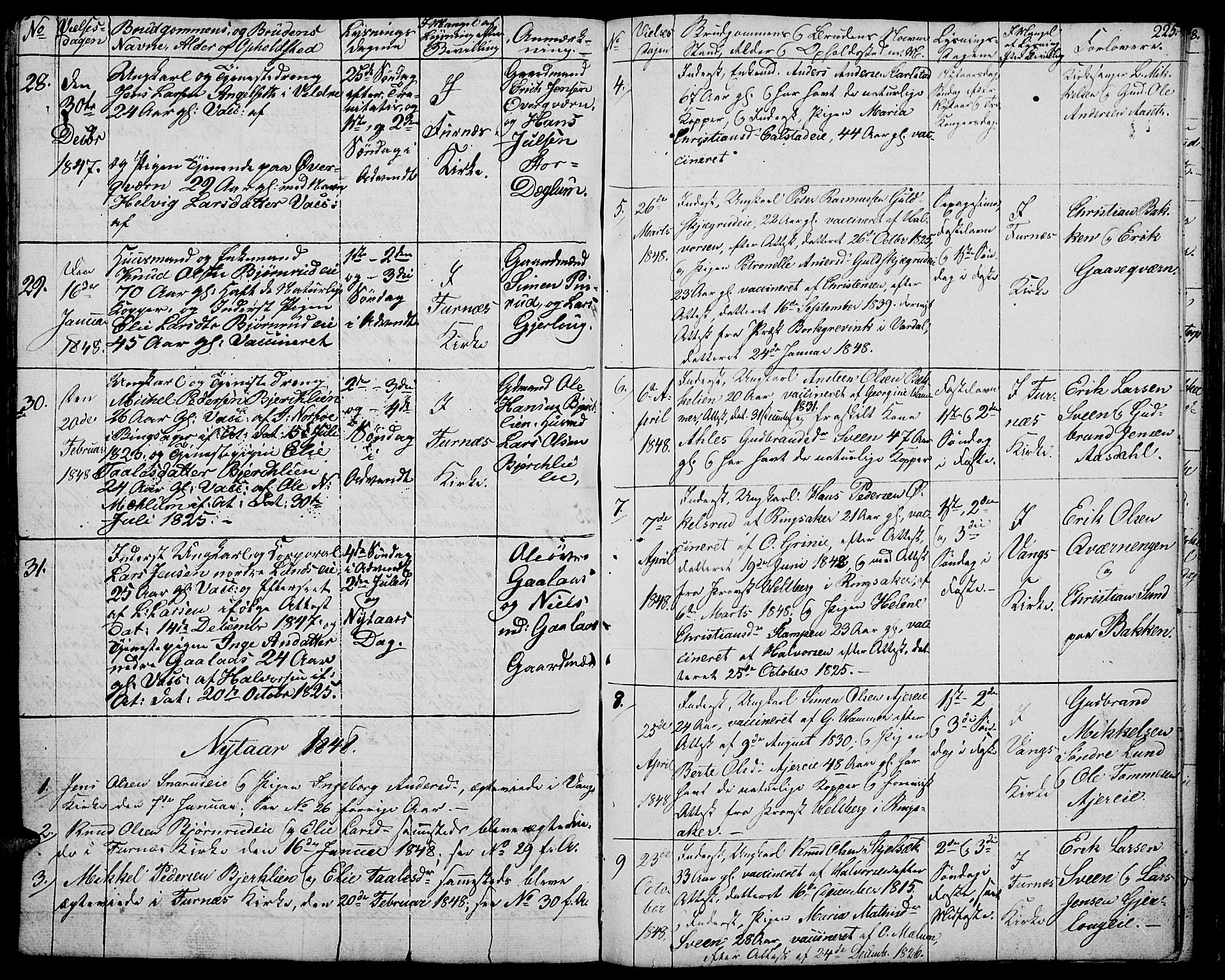 Vang prestekontor, Hedmark, SAH/PREST-008/H/Ha/Hab/L0009: Parish register (copy) no. 9, 1836-1870, p. 225