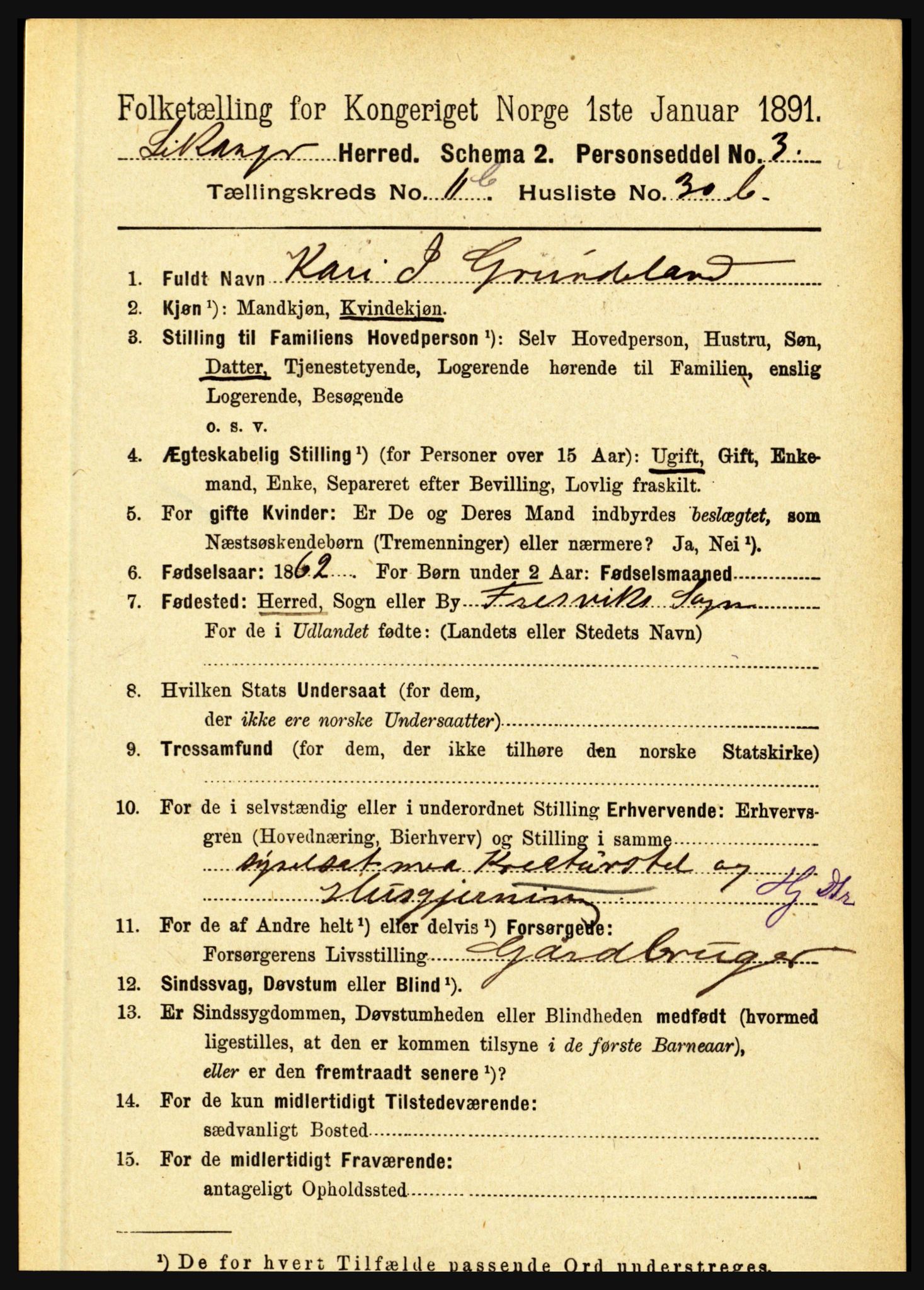 RA, 1891 census for 1419 Leikanger, 1891, p. 2321