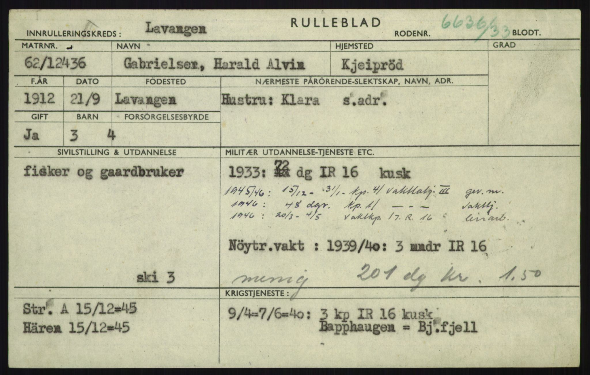 Forsvaret, Troms infanteriregiment nr. 16, AV/RA-RAFA-3146/P/Pa/L0017: Rulleblad for regimentets menige mannskaper, årsklasse 1933, 1933, p. 317